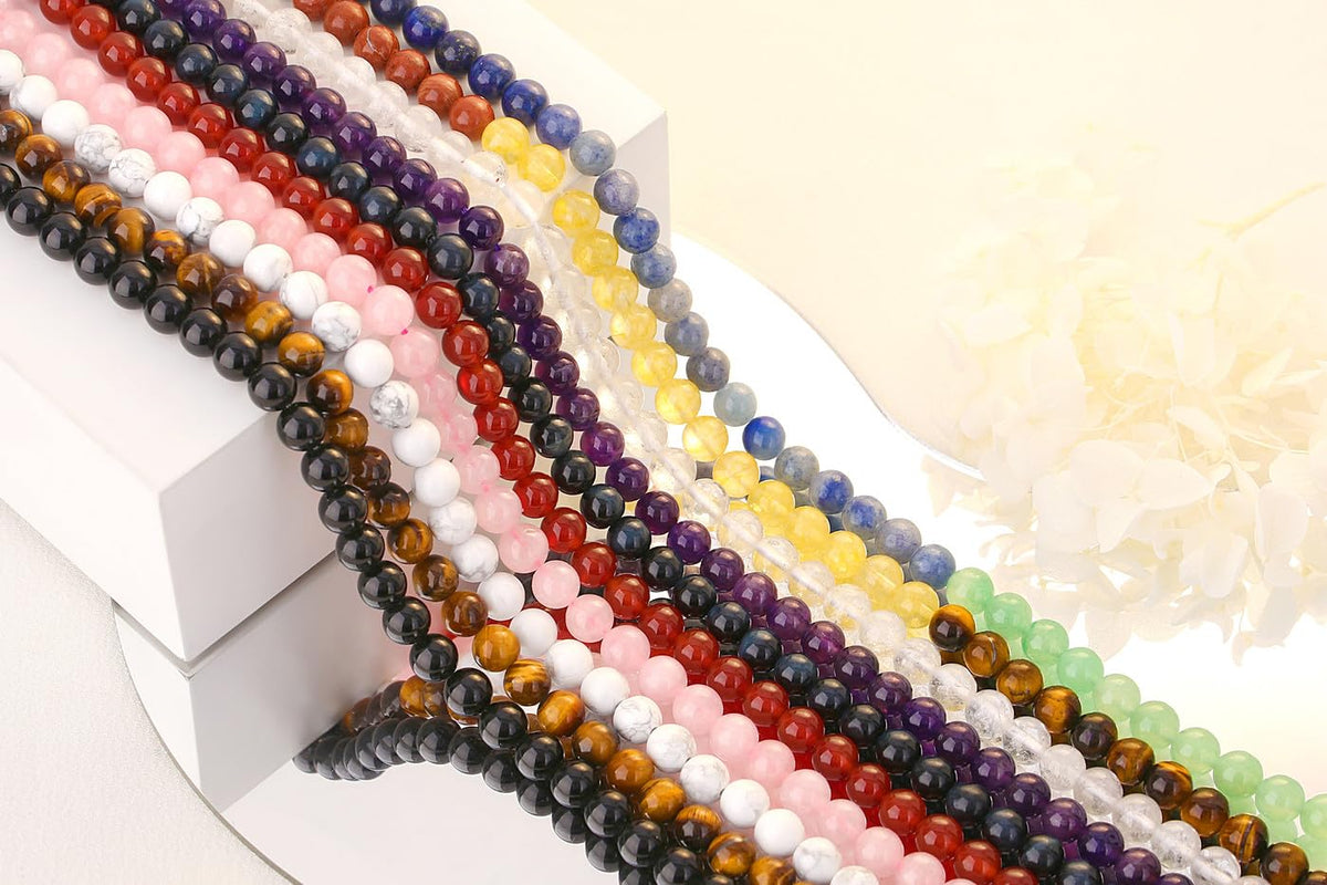 QINJIEJIE 100PCS Black Volcanic Lava Beads 8mm Natural Stone Beads Round Loose Gemstone Bead for Bracelet Beading Crystal Jewelry Making DIY Necklace Earrings 0.32"