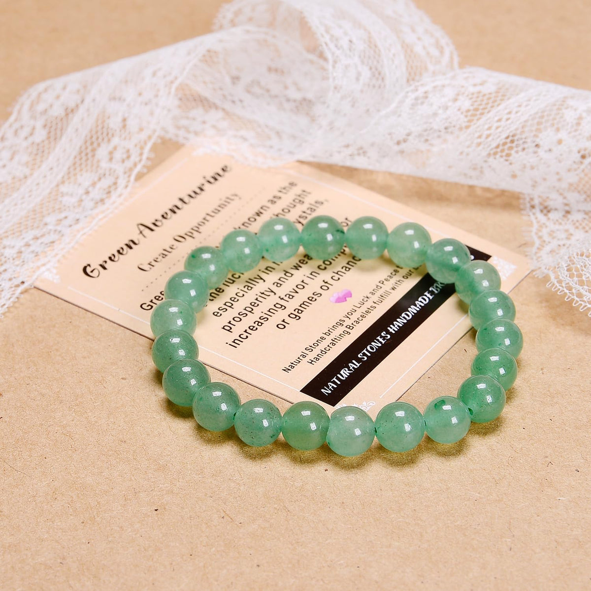 AD Beads Handmade Gemstone Stretch Elastic Bracelet Crystal Healing Reiki Nature's Beauty and Spiritual Essence Unisex (6mm, Green Aventurine (Opportunity))