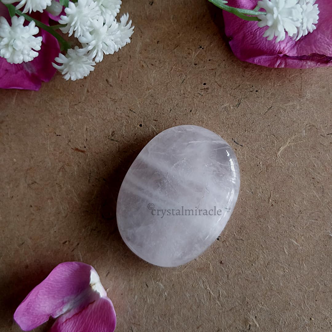 crystalmiracle Rose Quartz Gemstone Single Thumb Stone Metaphysical Gemstone Crystal Healing Reiki Men Women Feng Shui Positive Energy Love Wellness Thumb Stones for Gifts