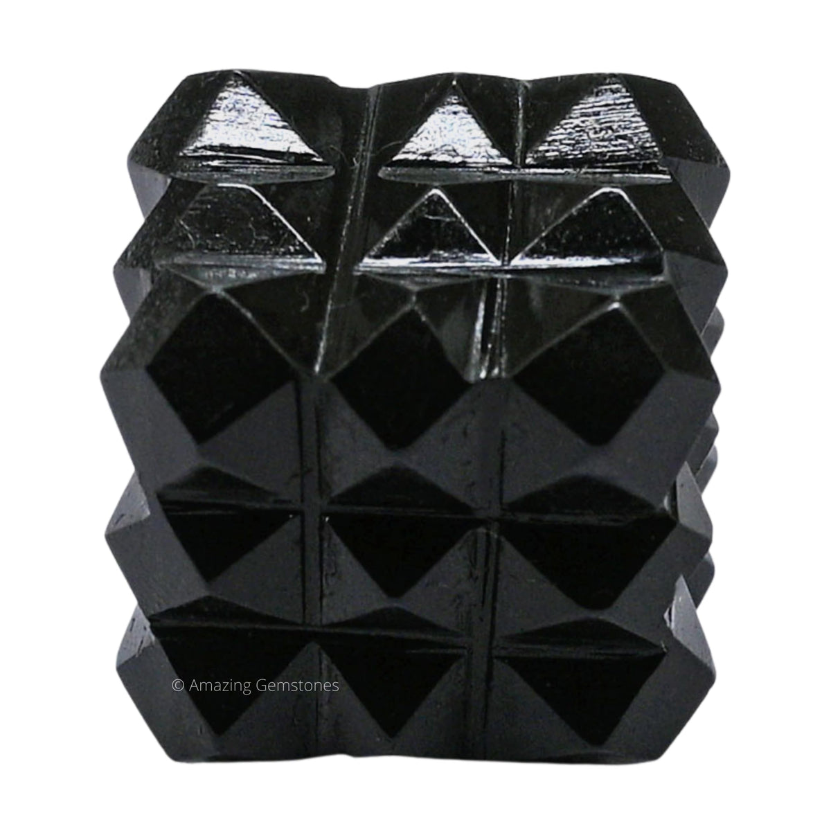 Amazing Gemstone Black Agate Crystal Cube with 54 Pyramid - 1" Mini Lemurian Pyramid Cube Figurine of Natural Stone Pyramid for Meditation, Reiki, Chakra Balancing Vastu Pooja and Crystal Grids