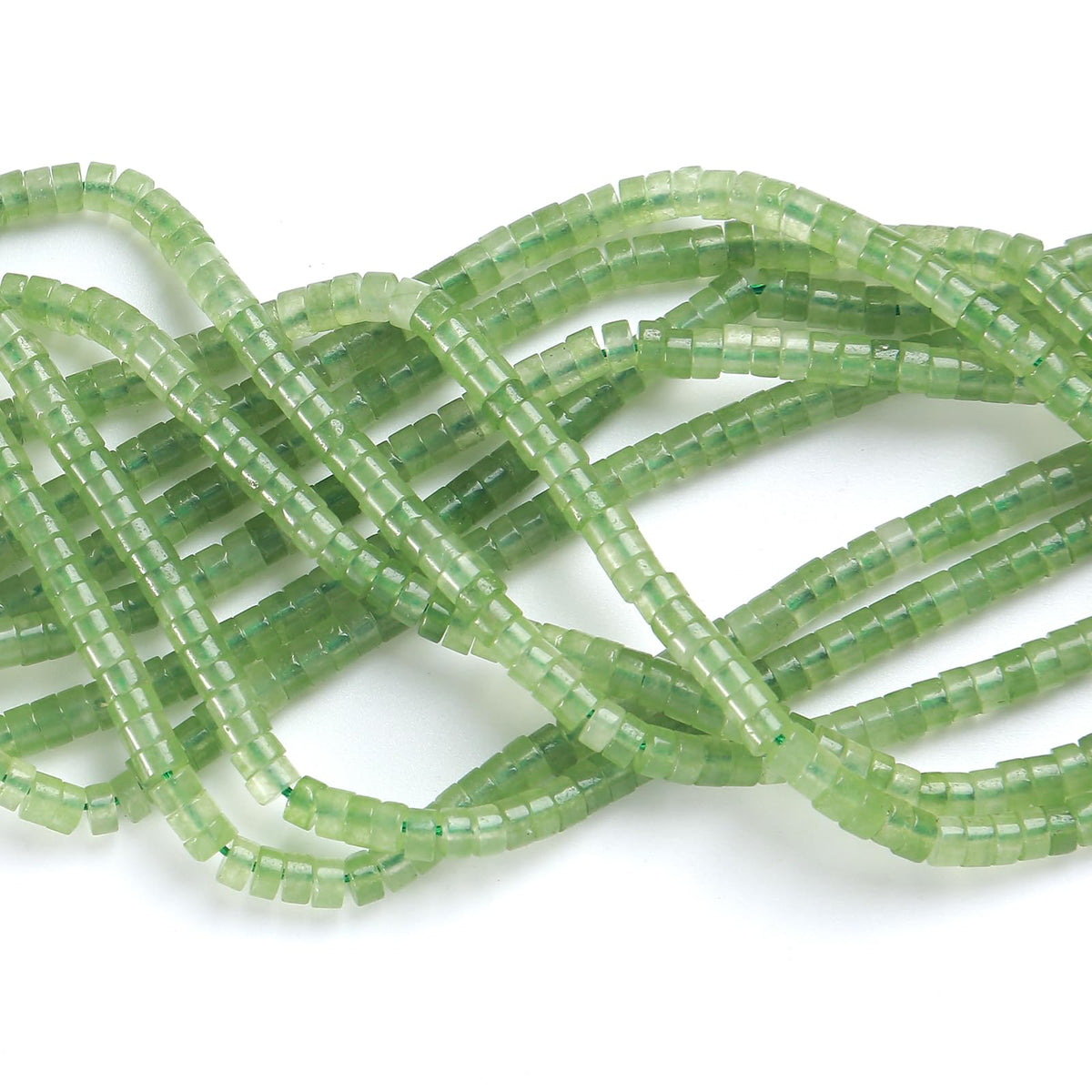 150pcs 2x4mm Natural Prehnite Green Jades Tube Shape Beads Loose Flat Round Cylinder Flat Spacer Green Stone Beads for Bracelet Earrings Jewelry Making
