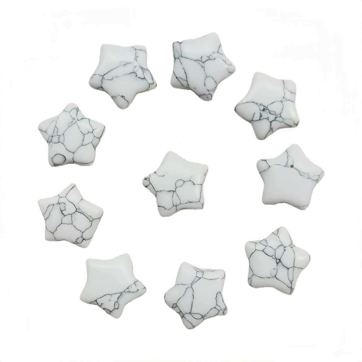 Sunshcat Synthetic White Howlite Turquoise 10Pcs Star Shaped Thumb Crystals and Healing Stone,0.6" Haped DIY Jewelry Pendant ﻿