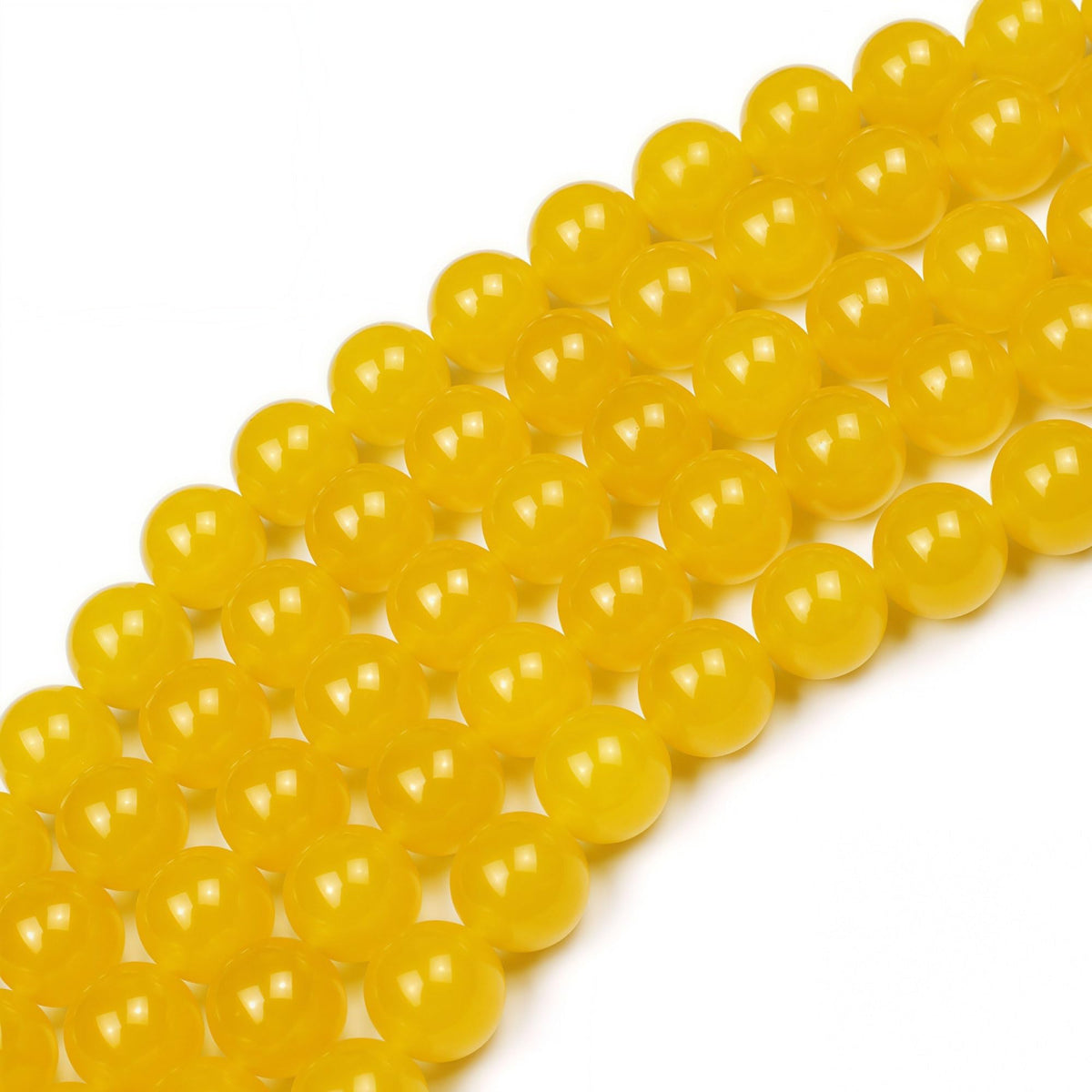 MJDCB Natural Yellow Jade Round Loose Beads for Jewelry Making DIY Bracelet Necklace (6mm)