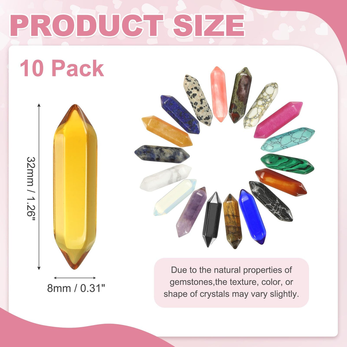 MECCANIXITY 10 Pack Citrine Quartz Crystals, Polished Crystals Bulk Hexagonal Shaped Meditation Gemstone for Jewelry Making Energy Balance Accessories Gifts