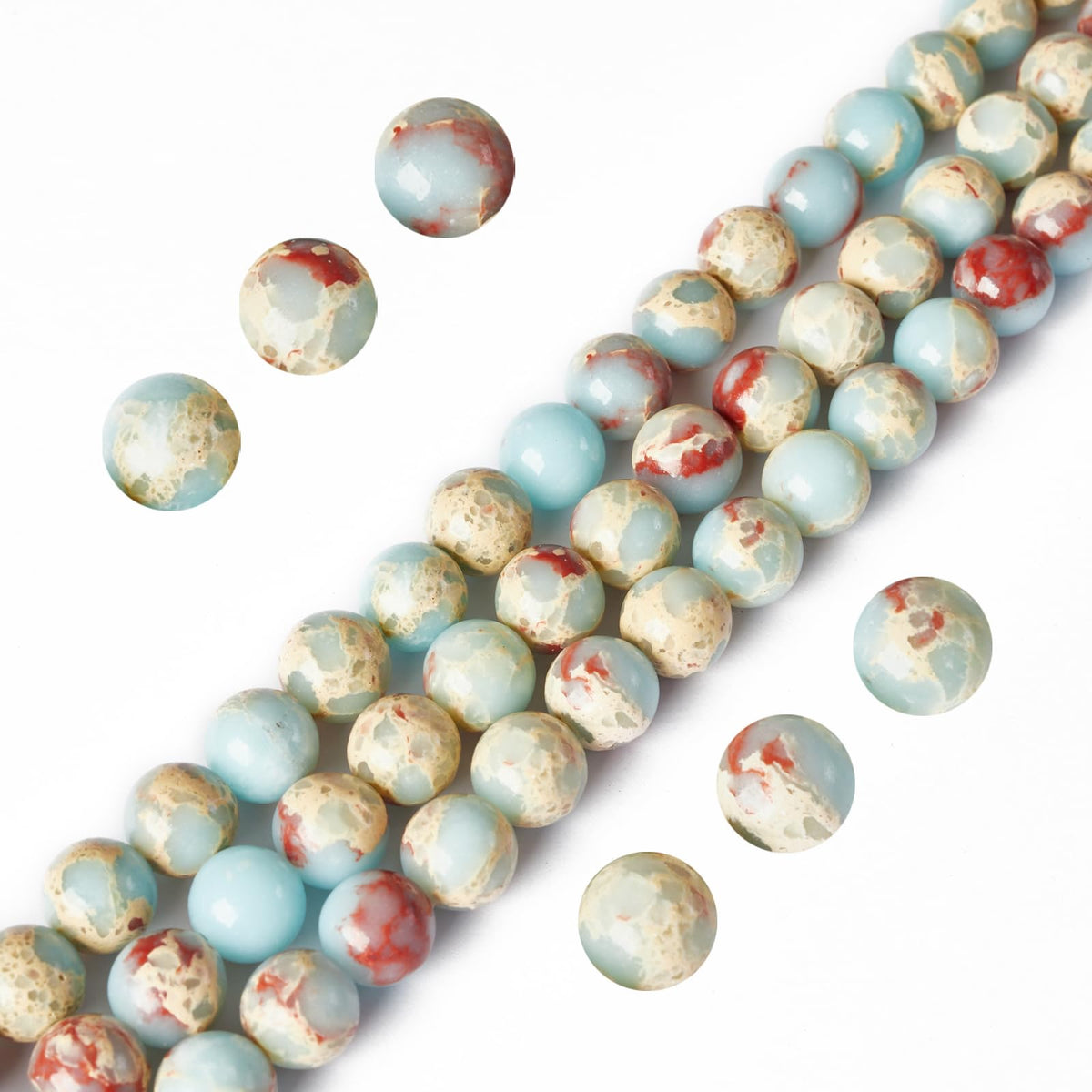 100pcs 6mm Snakeskin Imperial Beads Natural Gemstone Beads Round Loose Beads for Jewelry Making