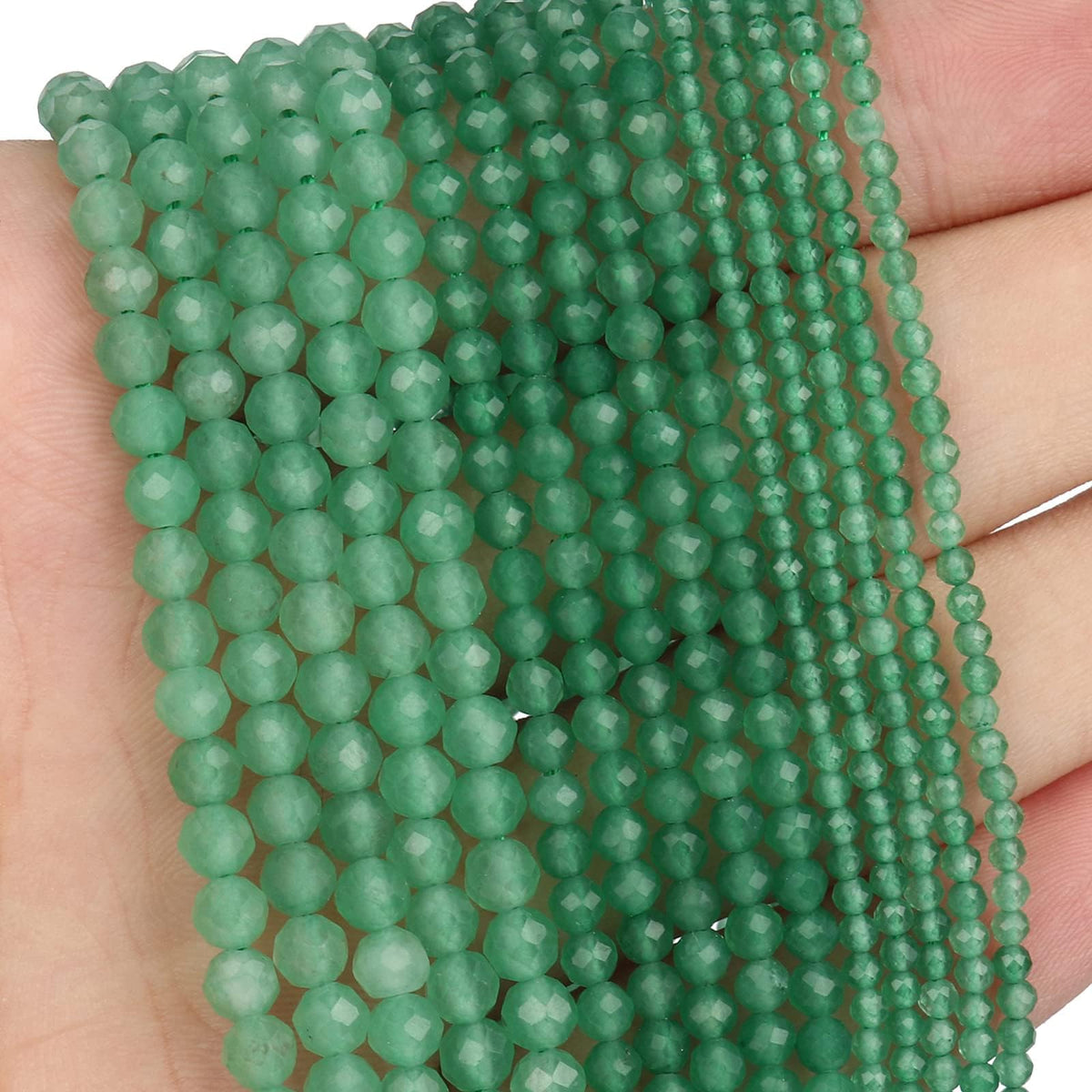 Song Xi 120pcs 3mm Natural Green Aventurine Gemstone Beads Faceted Round Loose Stone Beads for Jewelry Making (1 Strand)