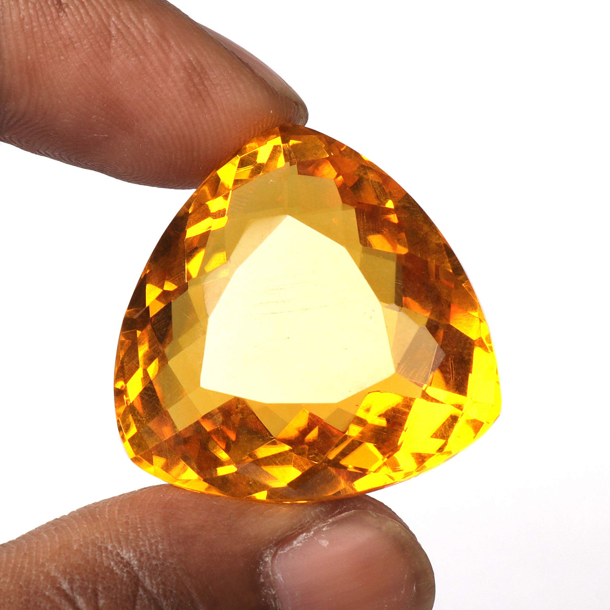 REAL-GEMS Loose Gemstones For Jewelry Making 98.00 Carat Yellow Citrine Trillion Shaped Loose Gemstone