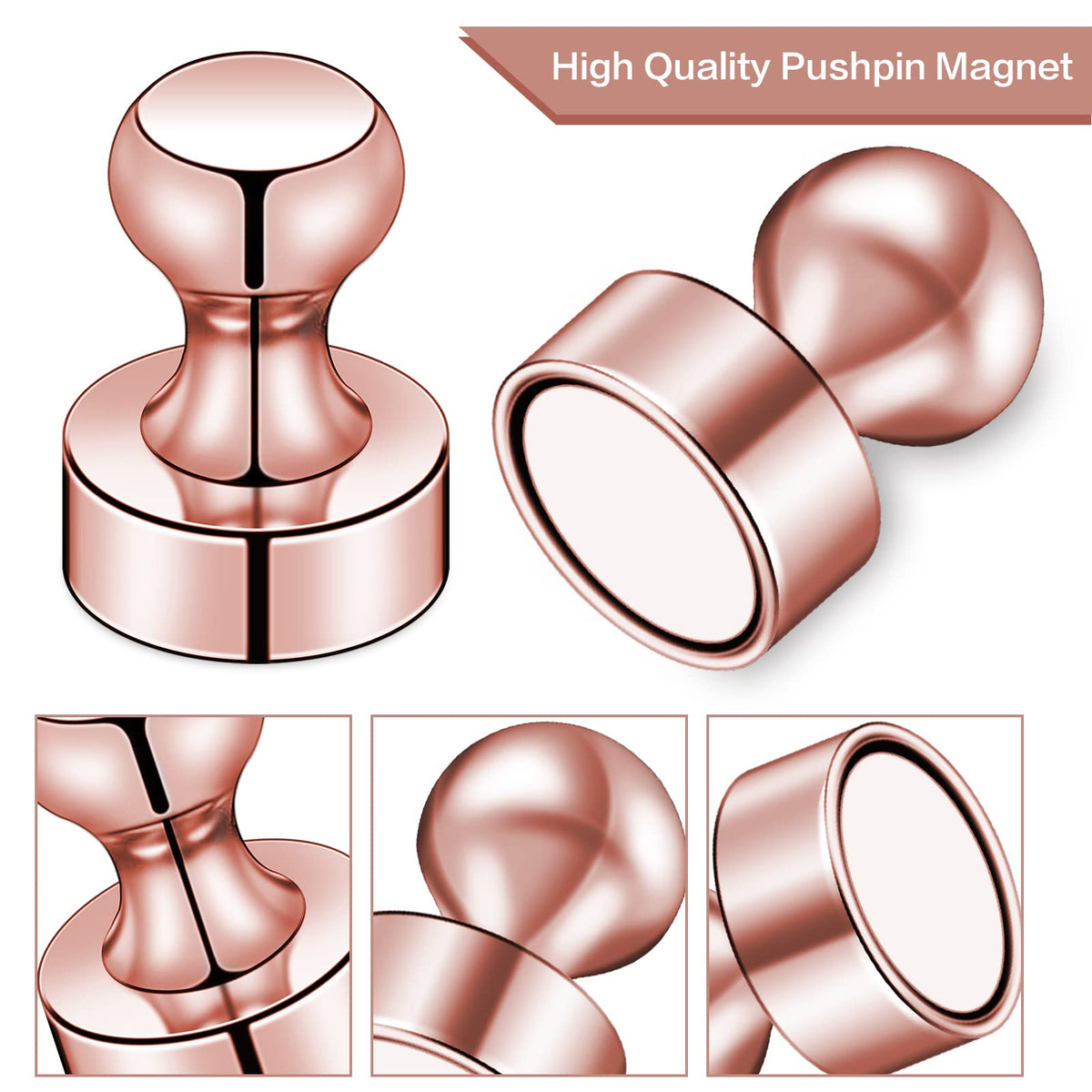 LOVIMAG Fridge Magnets 20Pcs Refrigerator Whiteboard Small Strong Magnet Classroom Kitchen Accessories Decorative Locker Set Decor Must Haves Office Calendar Refrigerador Magnetic Cute Rose Gold