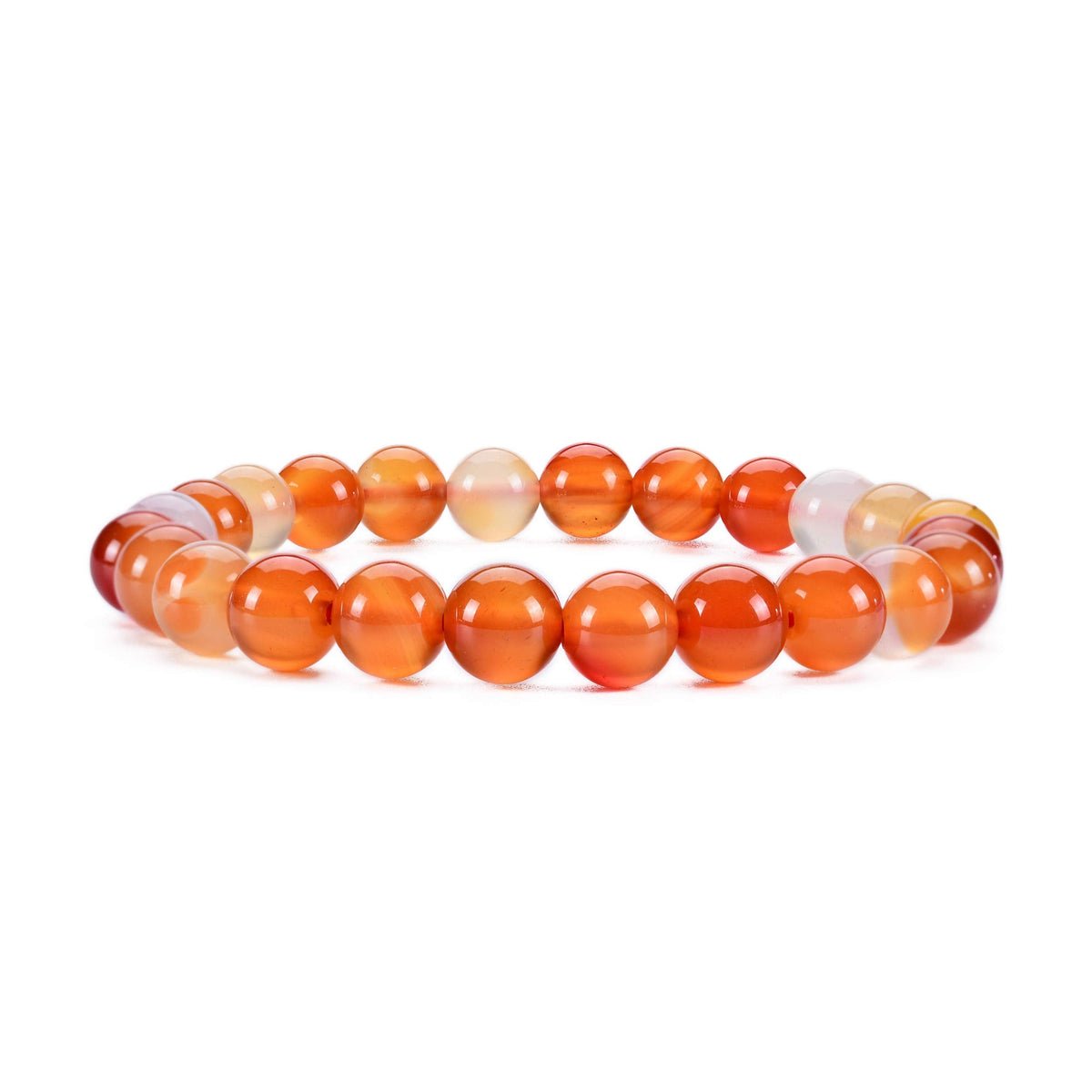 Cherry Tree Collection Carnelian Beaded Bracelet – Genuine 8mm Gemstone Stretch Bracelet for Men & Women – Handmade Crystal Bracelet - (Carnelian - S)