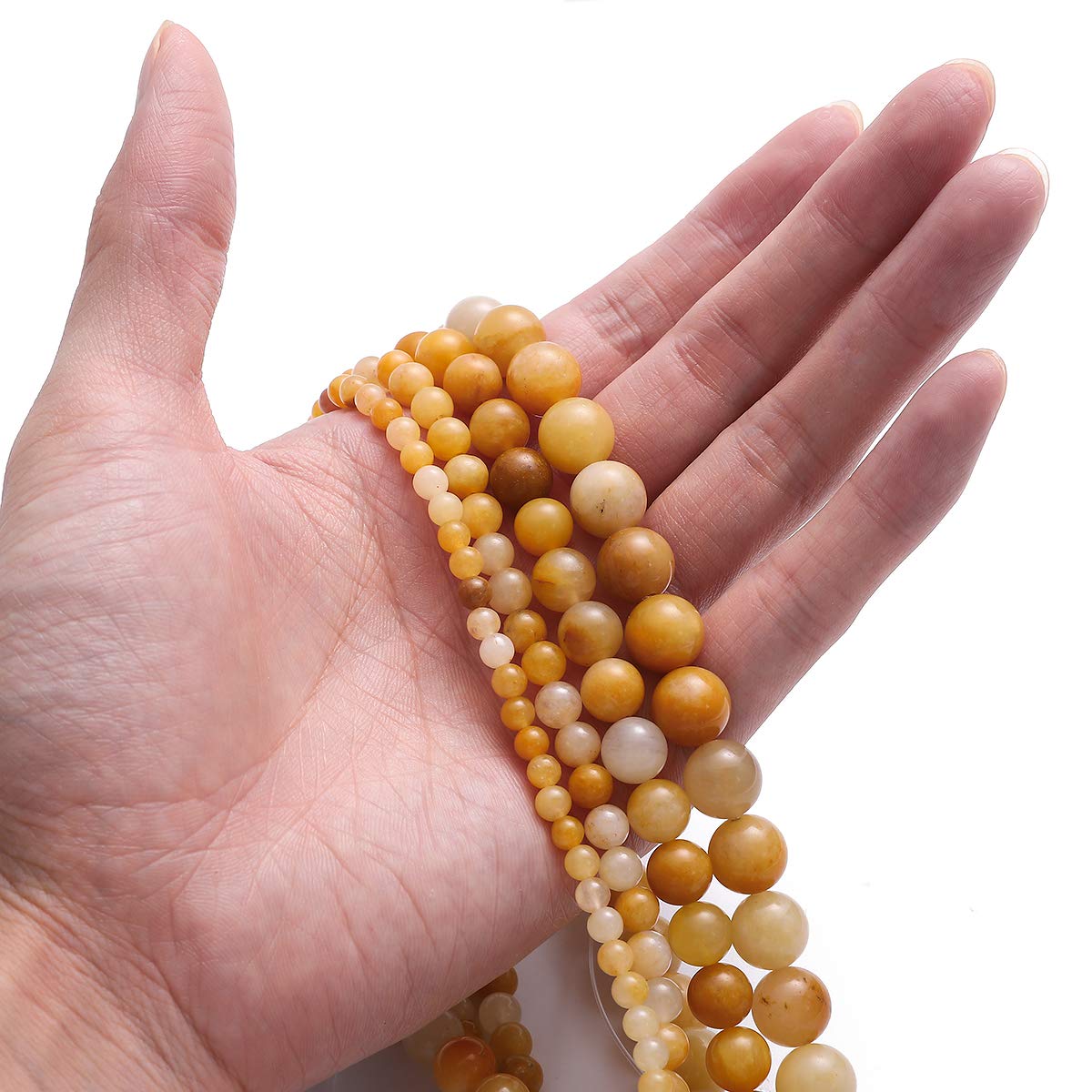 BEADIA Natural Yellow Jade Stone Round Loose Semi Gemstone Beads for Jewelry Making 4MM 89PCS