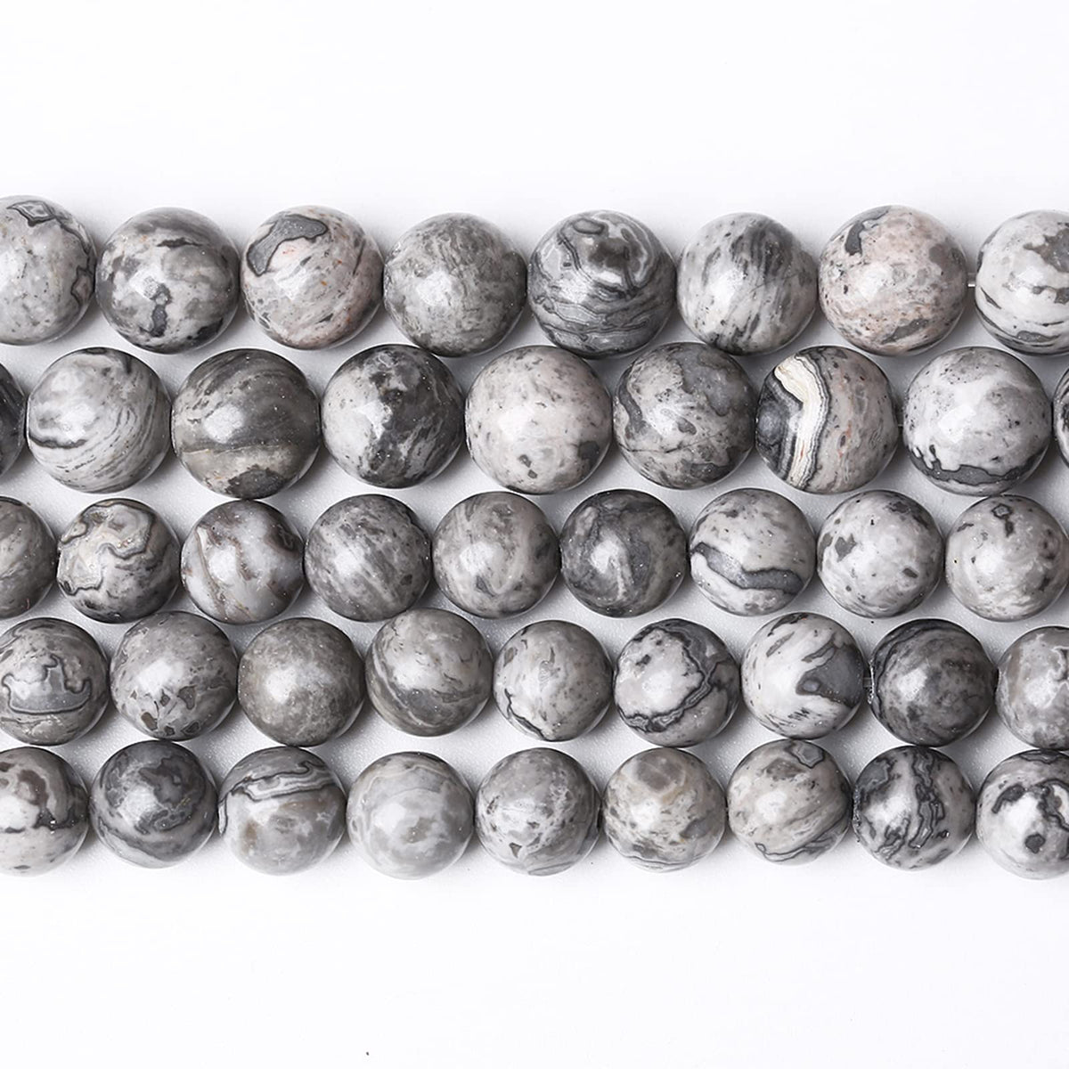 A+ Natural Map Jasper Gemstone Beads Gray Energy Stone Healing Power for Jewelry Making DIY Bracelet 8mm 45pcs