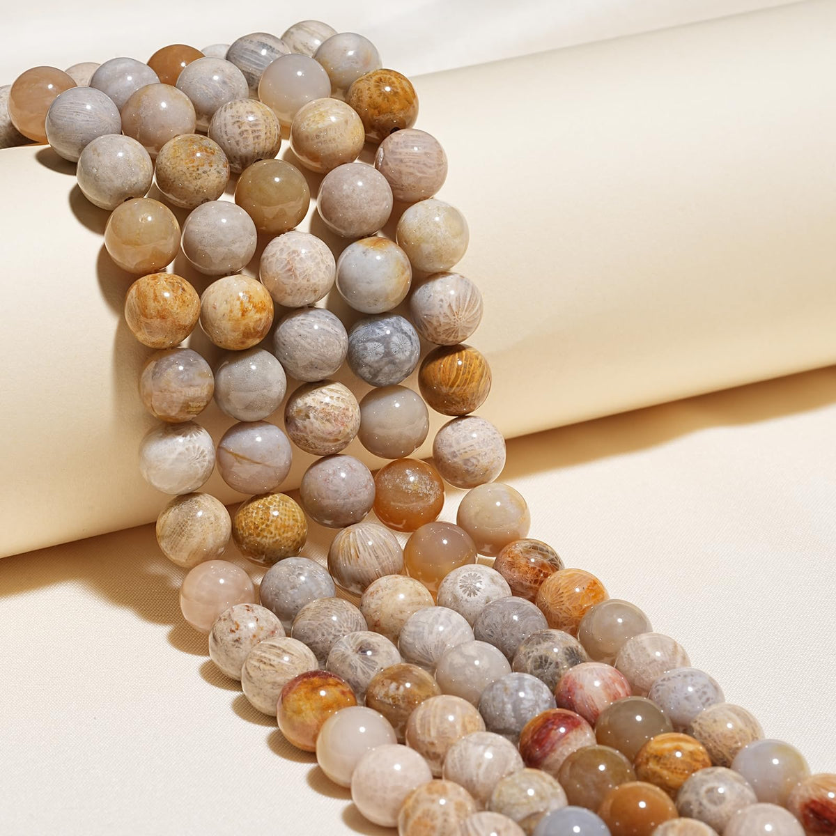 8mm Natural Coral Jade Chrysanthemum Gemstone Beads Polished Round Smooth Stone Beads for Bracelets Jewelry Making 15inch Loose Beads