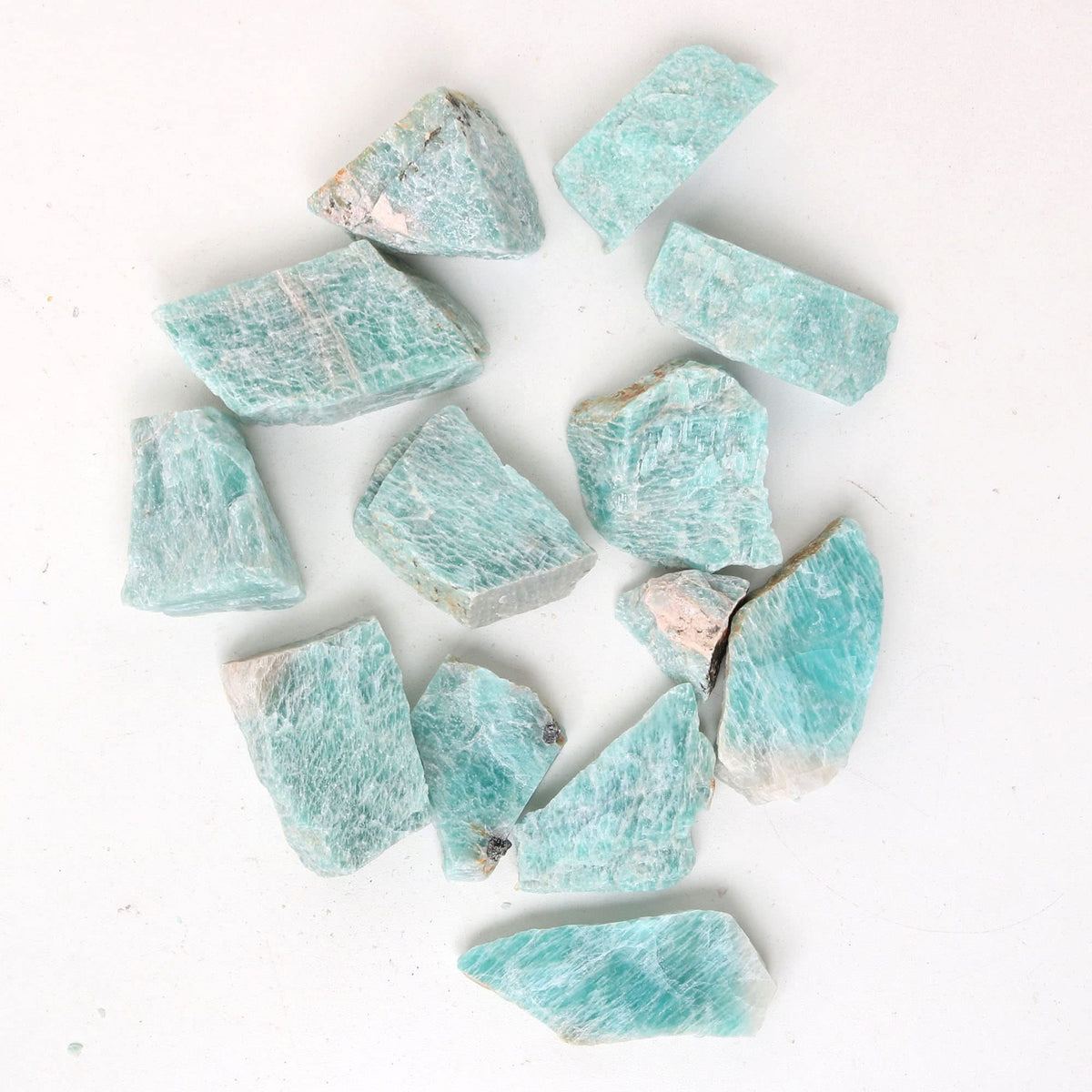 REAL-GEMS Natural Raw Healing Crystals Rough Stones for Tumbling, Cabbing, Polishing, Wire Wrapping, Wicca & Reiki Crystal Healing, Mix Gemstones,7 Chakra (Amazonite)