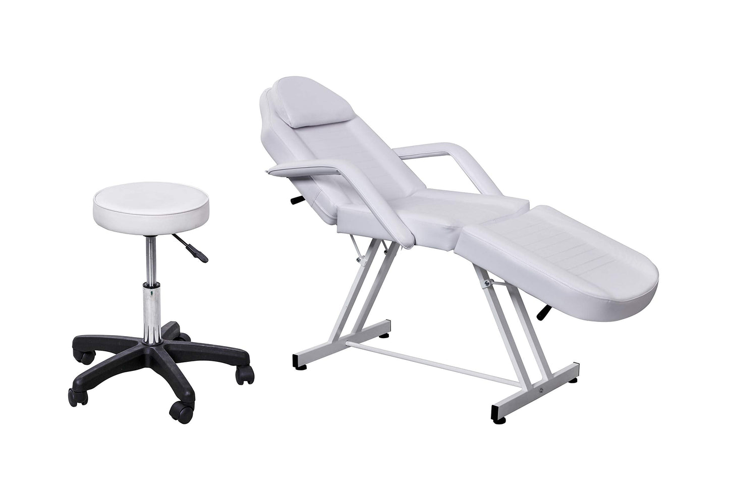Eastmagic Professional Multi-Purpose Facial Bed Adjustable Beauty Abed for Salon Spa with Hydraulic Stool White