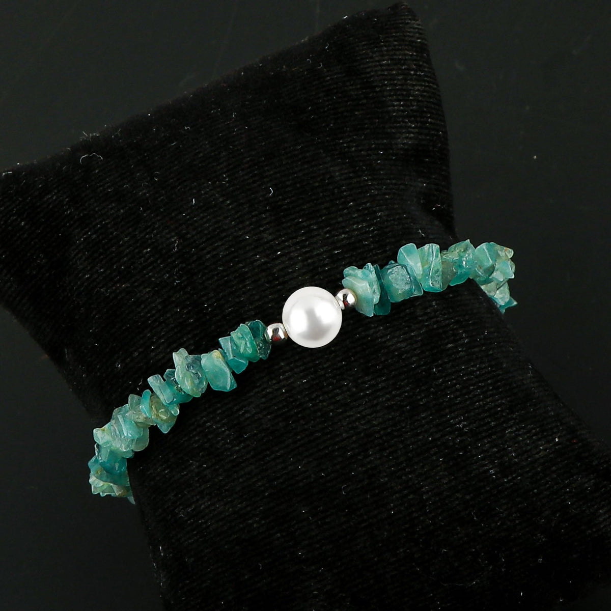 CRYSTALIS Natural Grandidierite Beads Slider Bolo Bracelet with Elegant Pearl, Uncut Chips Nuggets Crystals, Chakra Healing Gemstone, Women Jewelry, 925 Sterling Silver Slider 10 inch