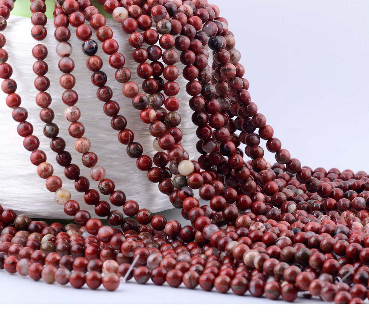Natural Stone Beads 100pcs 6mm Round Red Jasper Genuine Real Stone Beading Loose Gemstone Hole Size 1mm DIY Charm Smooth Beads for Bracelet Necklace Earrings Jewelry Making (Red Jasper,6mm)