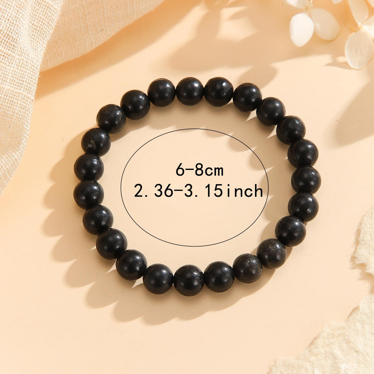 Crystal Vibe Protection Bracelet – Shungite Bracelet for Grounding Healing Energy – Natural 8mm Gemstone Beads Bracelet for Women Men