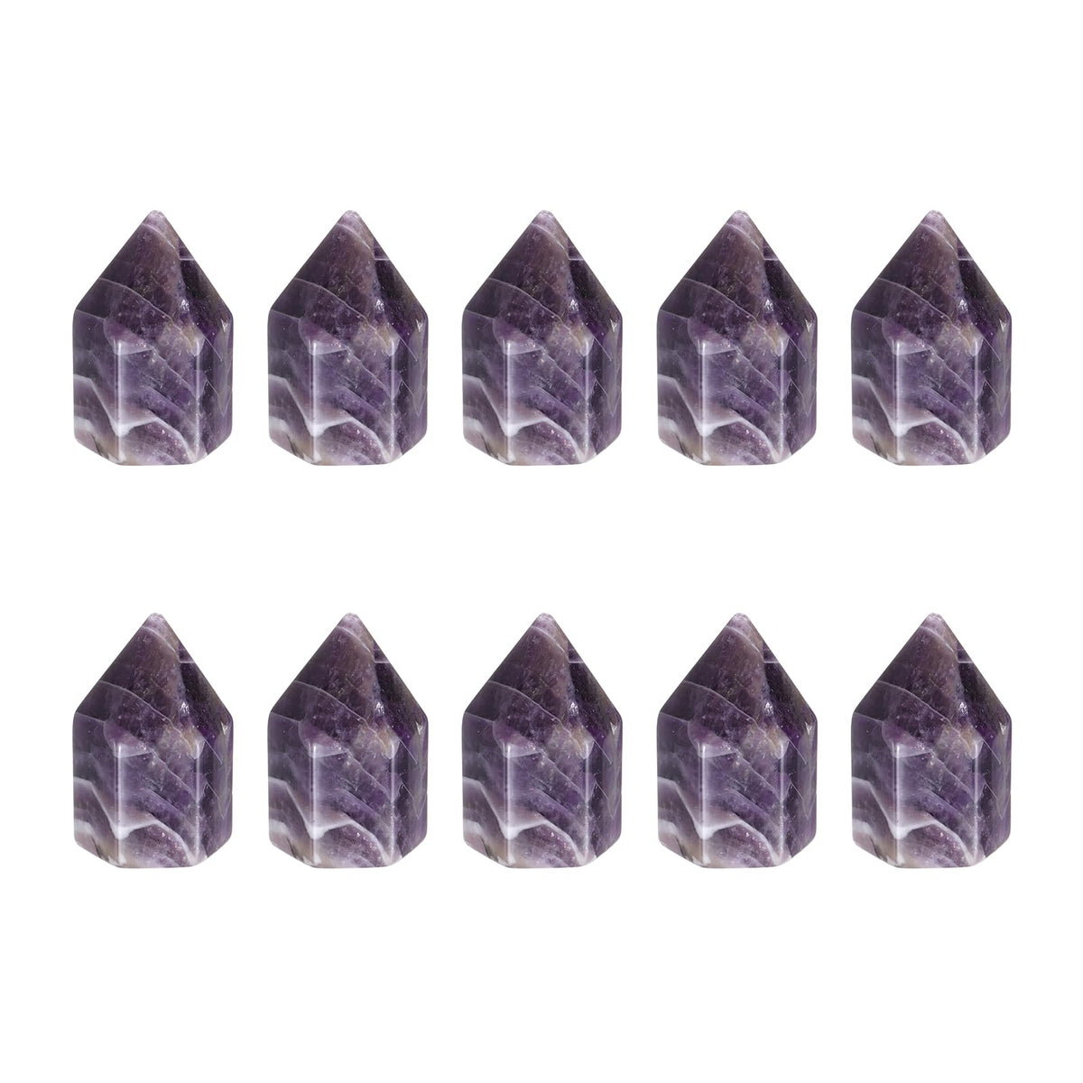 MECCANIXITY Crystals Wands Amethyst Hexagonal Faceted Single Points Towers Pocket Polished Stone Bulk for Energy Chakra Meditation Crystal Healing, 15 x 25mm (Purple),5Pcs
