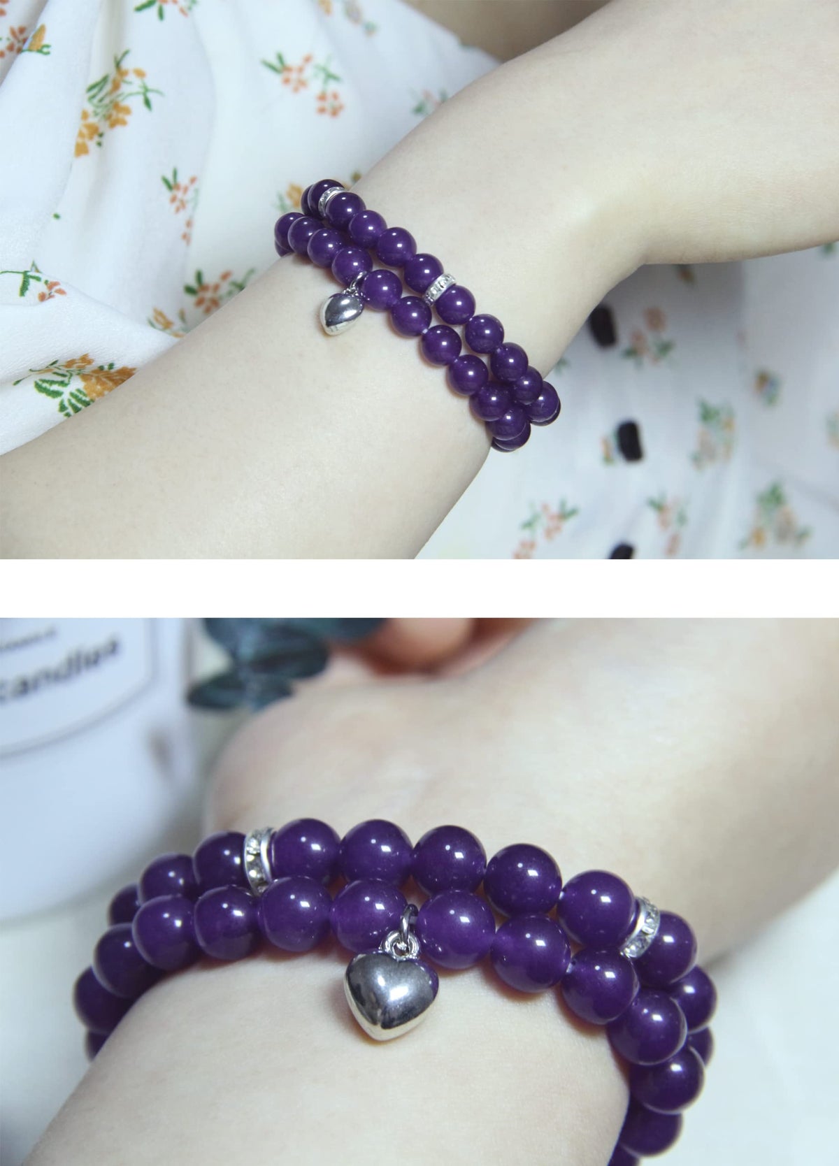 GDLKPYHS Healing Bracelets for Women - Amethyst Bracelet - Healing Prayers Crystal Bracelet, 8mm Natural Stone Stress Relief Yoga Beads Get Well Soon Gifts