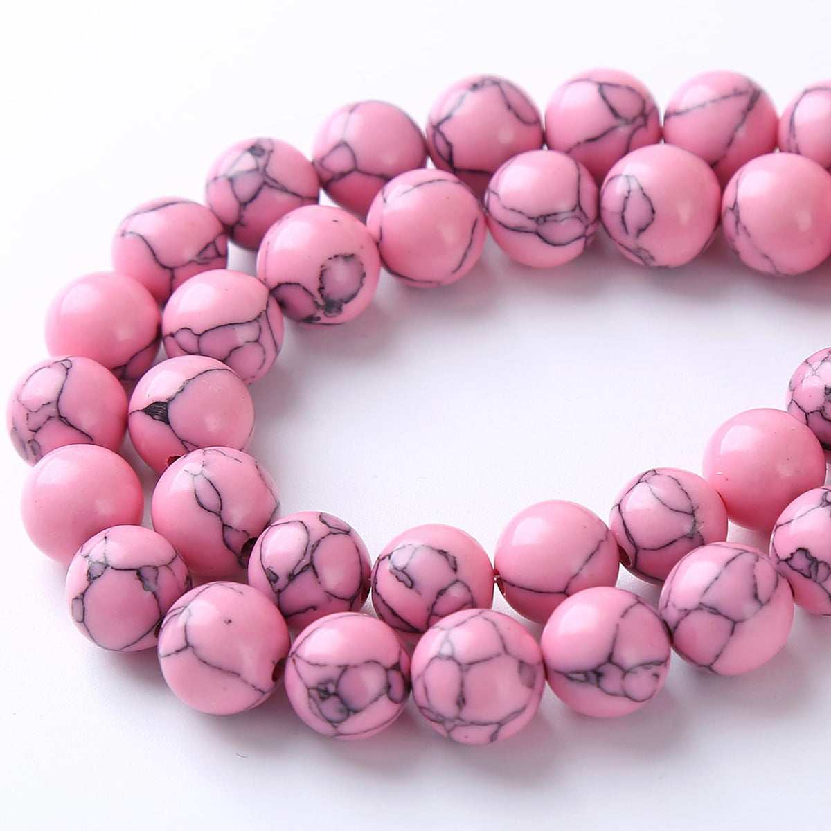 32pcs 12mm Pink Turquoise Beads Natural Stone Round Loose Spacer Beads for Jewelry Making DIY Bracelet Necklace 1 Strand 15inch