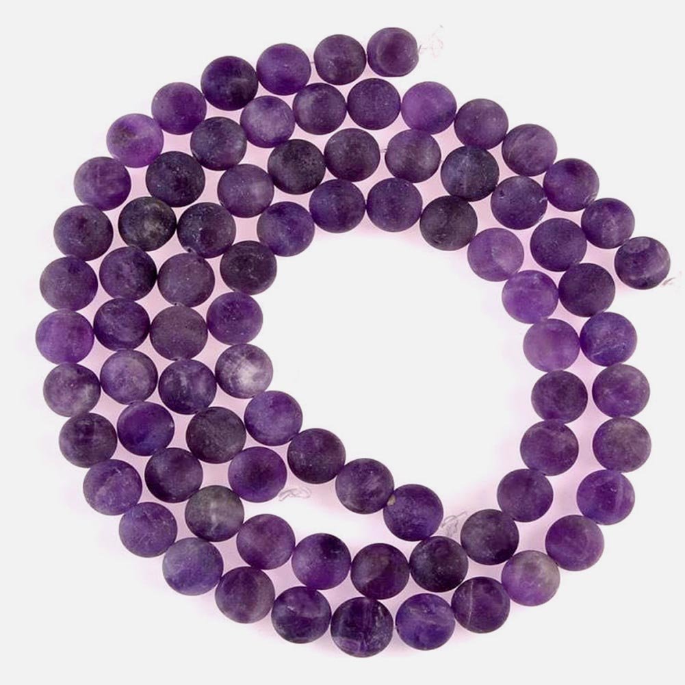 PLTbeads Natural Gemstone Loose Beads Matte Approxi 15.5 inch DIY Bracelet Necklace for Jewelry Making (6mm, Matte Purple Amethyst)