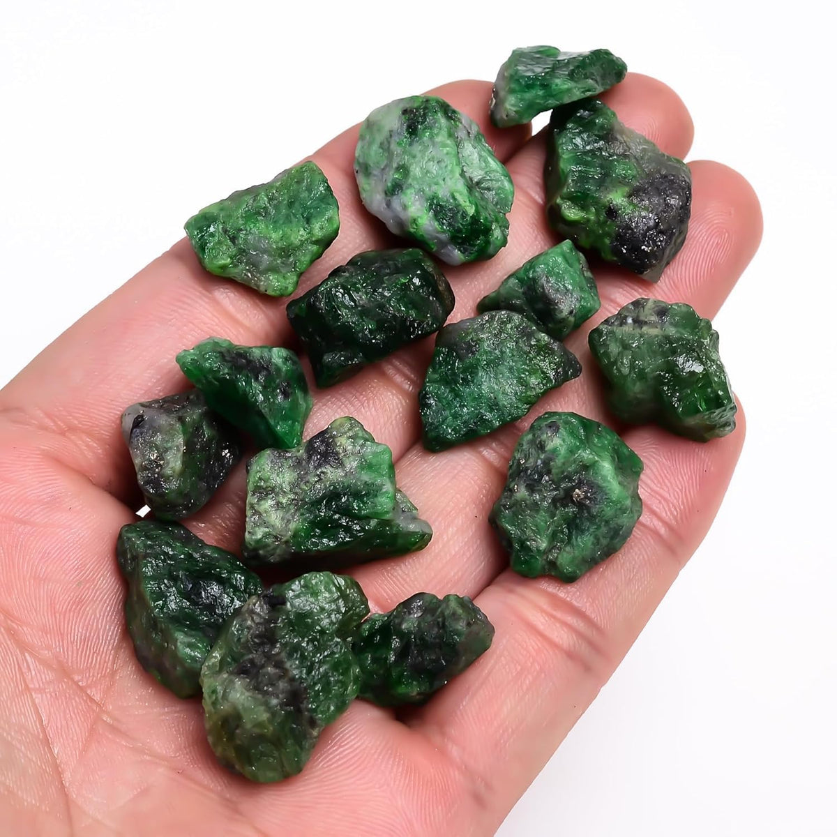 GEMKORA 30 carats Raw Tsavorite Green Garnet Rough Gemstone, Natural Crystals, Healing Stones, Wholesale Lot, Jewelry Making Supply, Raw Stone Bulk 2-3 Pcs, 16 to 20 mm