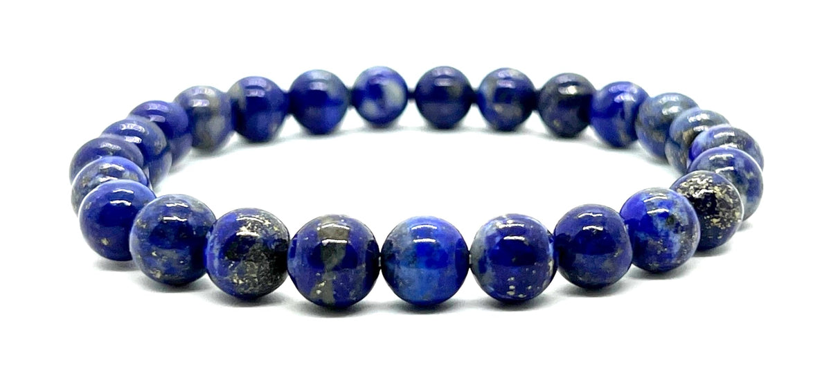 AWAKEN YOUR KUNDALINI Lapis Lazuli Bracelet – Throat Chakra Balance, 8mm Stretch Beads