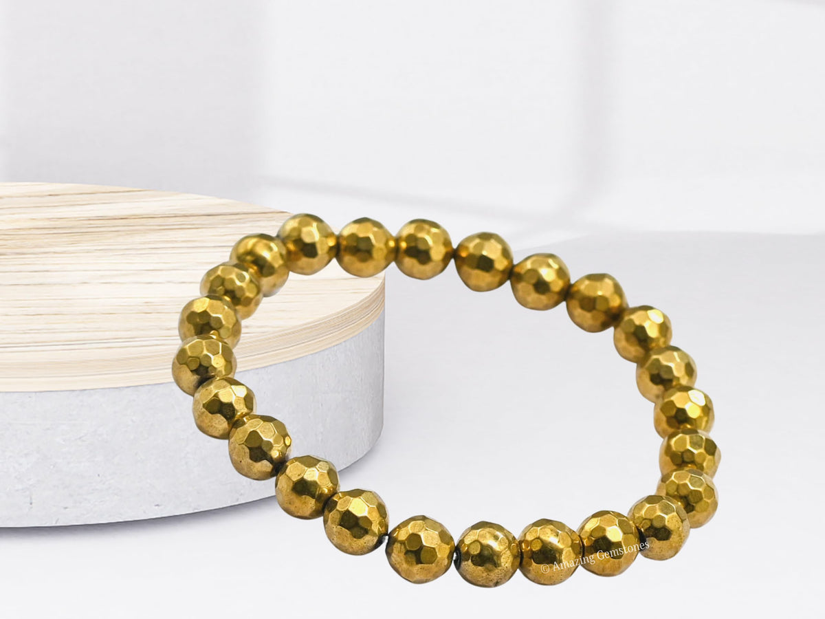 Amazing Gemstone Golden Hematite Bracelet for Women - Chakra Mens Bracelet Protection Crystals and Healing Stones - Blessing Bracelet Spiritual Meditation Gift Christmas Stocking Stuffers