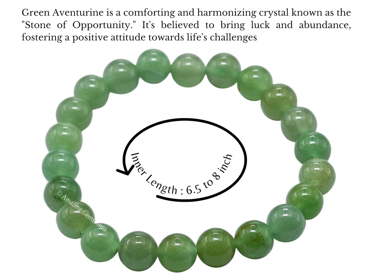 Amazing Gemstone Crystal Bracelet for Women Men's Gifts - Protection Healing Crystal Bracelet - 8mm Gemstone Beaded Stretchable Bracelet Pulseras Para Hombres Mujer Stocking Stuffers Mothers Day Gift (Green Aventurine)
