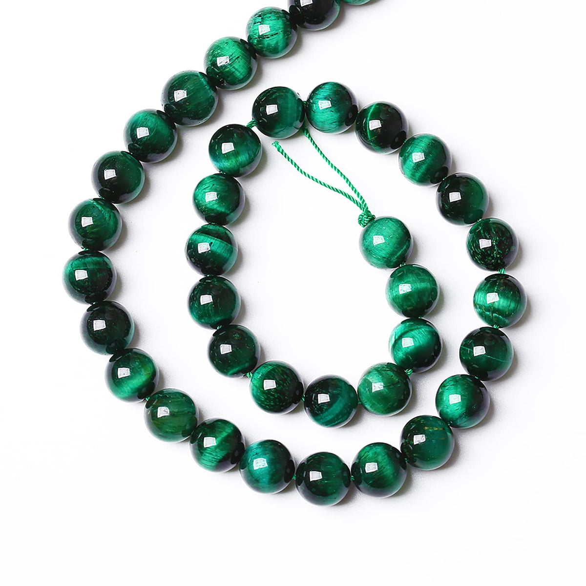 8mm 45PCS Natural Green Tiger Eye Stone Beads Spacer Round Loose Beads for Jewelry Making DIY Bracelet Accessories Strand 15 inches