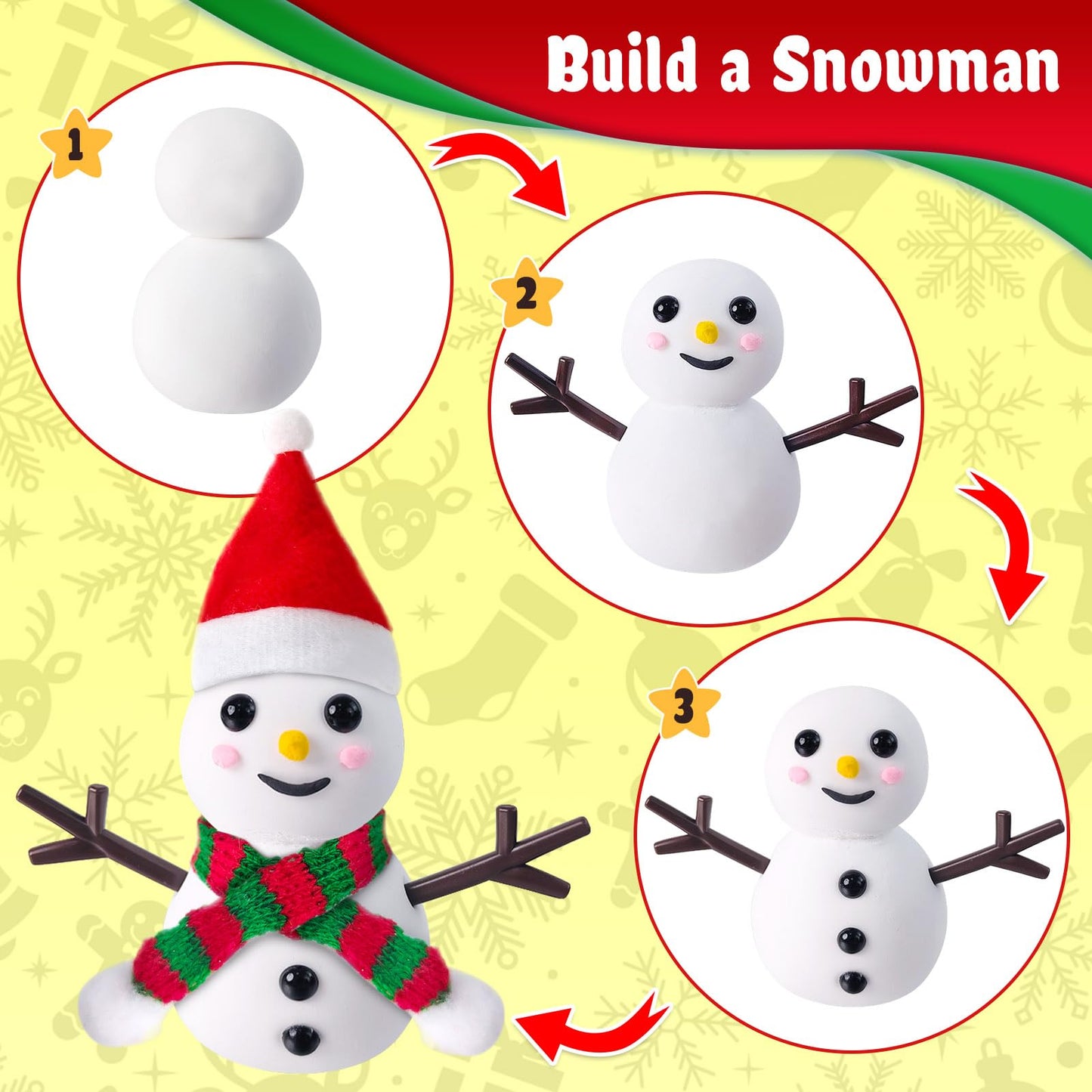 ESSENSON Air Dry Clay Christmas Crafts Kit, 36 Colors DIY Modeling Clay Craft Set with Accessories, Christmas Stocking Stuffers for Kids, Xmas Gift for Girls Boys