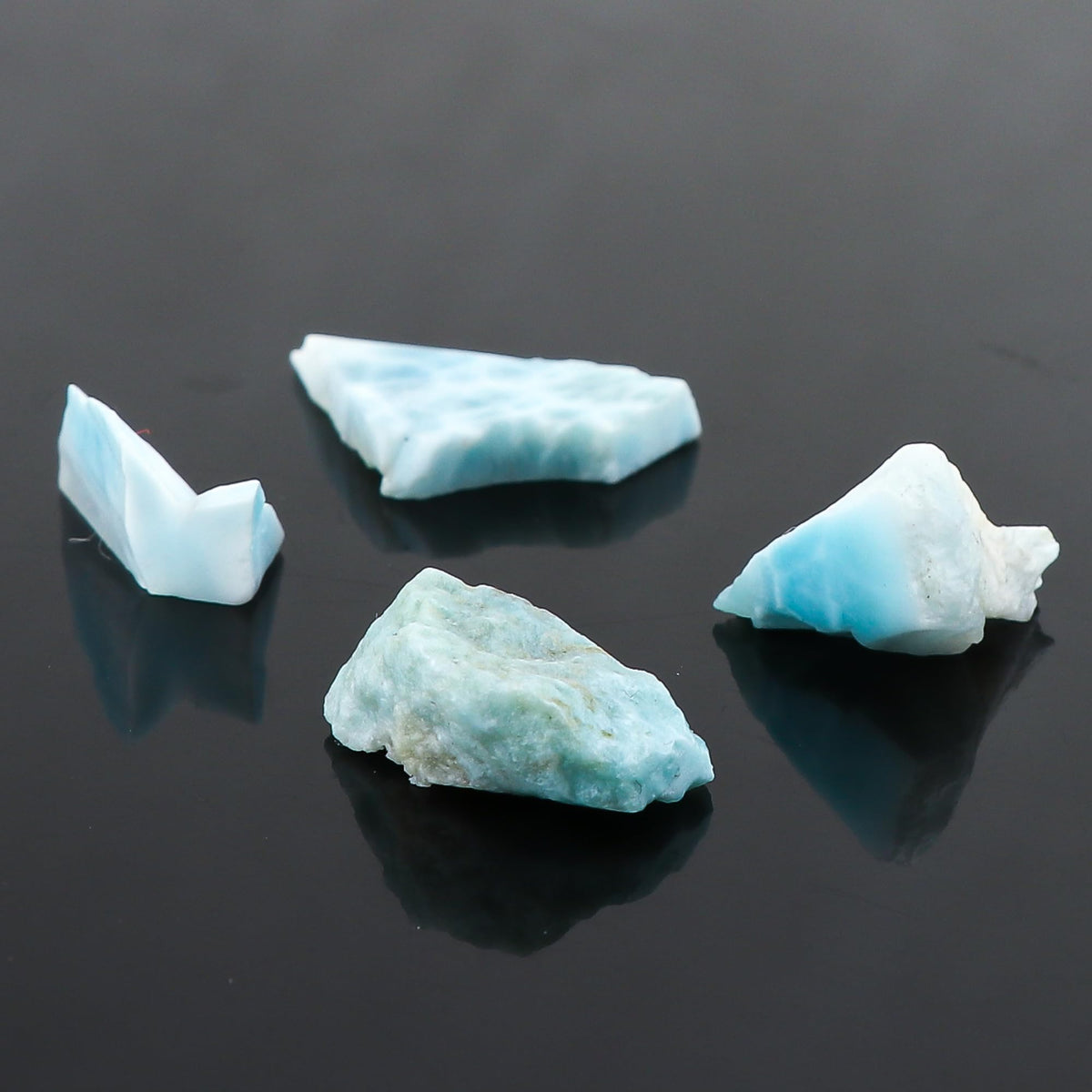CRYSTALIS Wholesale 4pcs Natural Sea Blue Raw Larimar Pectolite, Loose Gemstone Bulk Rough Jewelry Making Supply, Chakra & Healing Raw Stones, Wire Wrapping, DIY, Gem Collection [14-20mm]