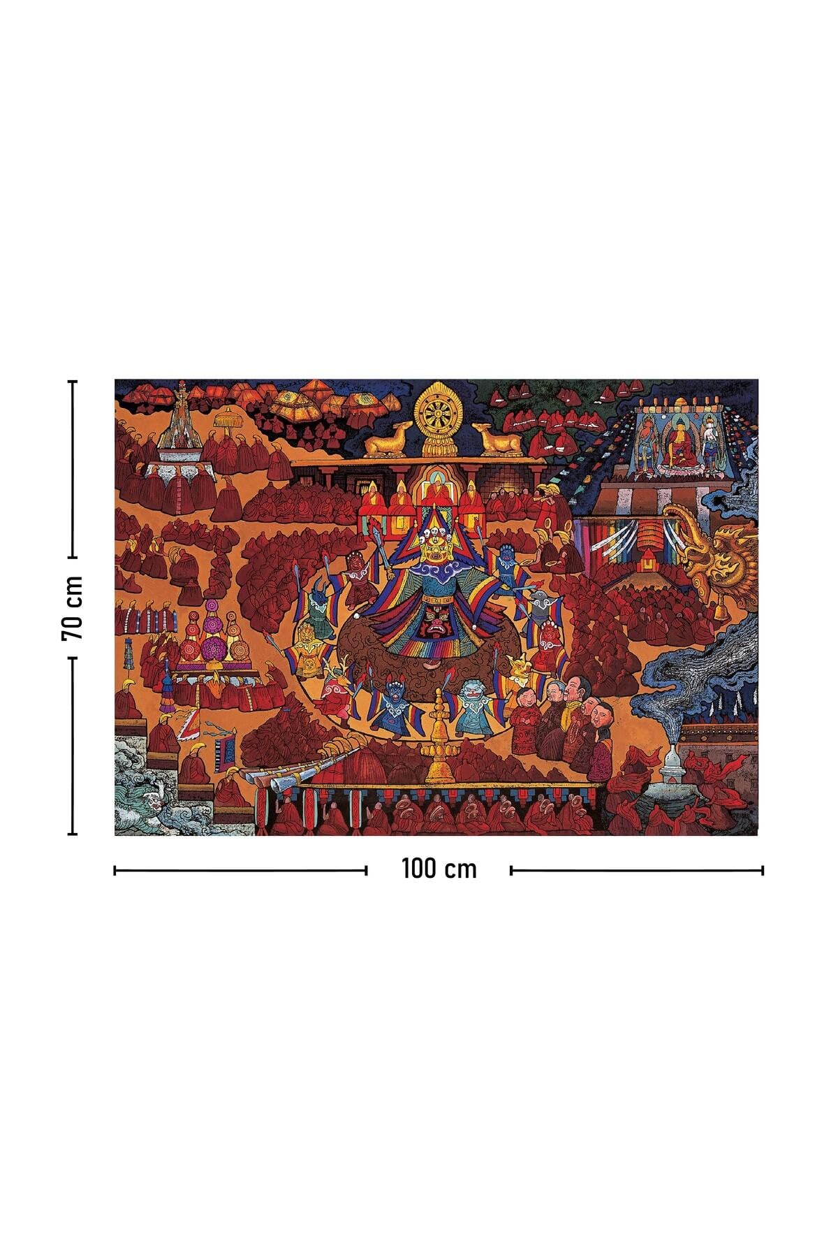 Wall Tapestry Bohemian Ethnic Tibetan Thangka Mandala Design 100% Cotton 70x100 Inches - Burgundy, 55x79 inch