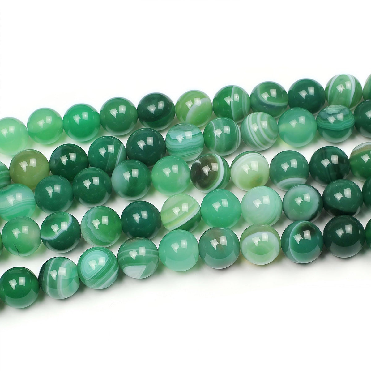 MJDCB Natural Stone Beads Green Striped Agate Round Loose Beads for Jewelry Making DIY Bracelet Necklace (8mm)