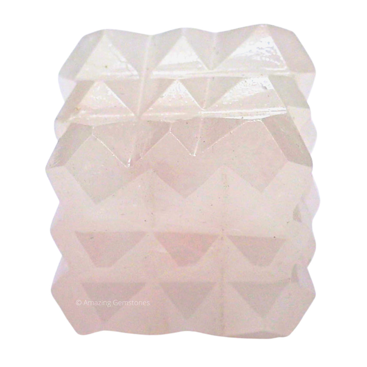 Amazing Gemstone Rose Quartz Crystal Cube with 54 Pyramid - 1" Mini Lemurian Pyramid Cube Figurine of Natural Stone Pyramid for Meditation, Reiki, Chakra Balancing Vastu Pooja and Crystal Grids