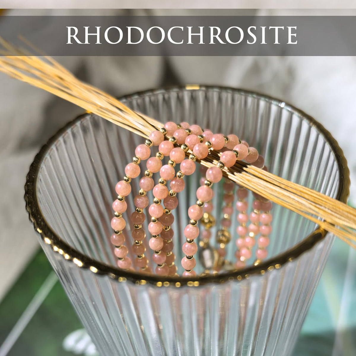 Morchic 3mm Argentina Rhodochrosite Natural Gemstone Beaded Bracelet for Women, Dainty Charm Jewelry, Adjustable 7.1-8.6", Ideal Birthday Holiday Gift