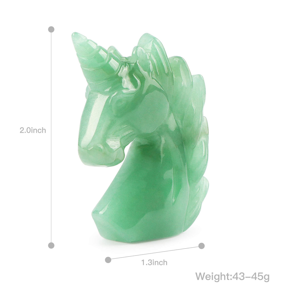 Artistone 2" Green Aventurine Jade Unicorn Stone Figurines Hand-Carved Crystal Unicorn Ornament Statue Symbol of Courage Sculpture Decoration Gift