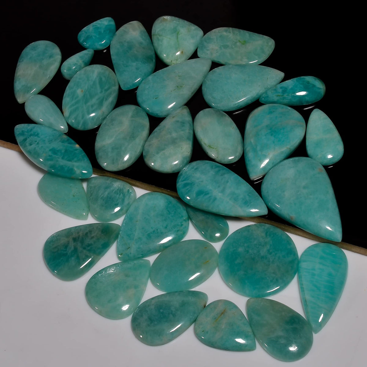 Natural 5, 4 & 3 Pcs Gemstones Cabochons Lot (15–30 MM), Multi Shape Stones for Jewelry Making Supplies Healing Crystals Gems Loose Gemstones (Amazonite, 5pcs)