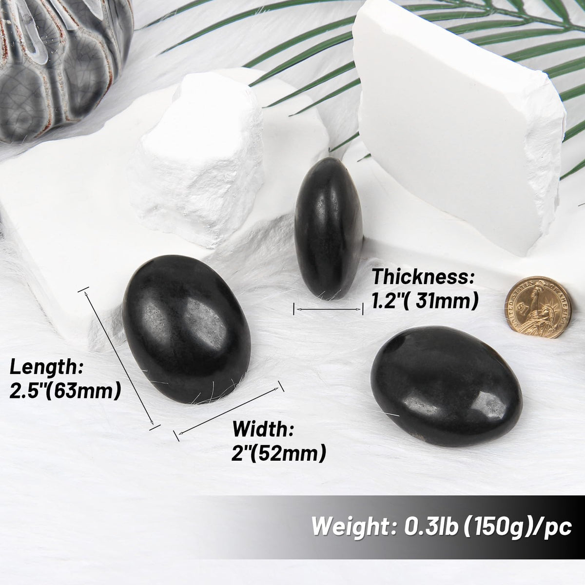 Black Tourmaline Palm Stone-2 Pcs Black Tourmaline Pocket Energy Stones, Smooth Healing Crystal Worry Stone (Black Tourmaline(2pcs))