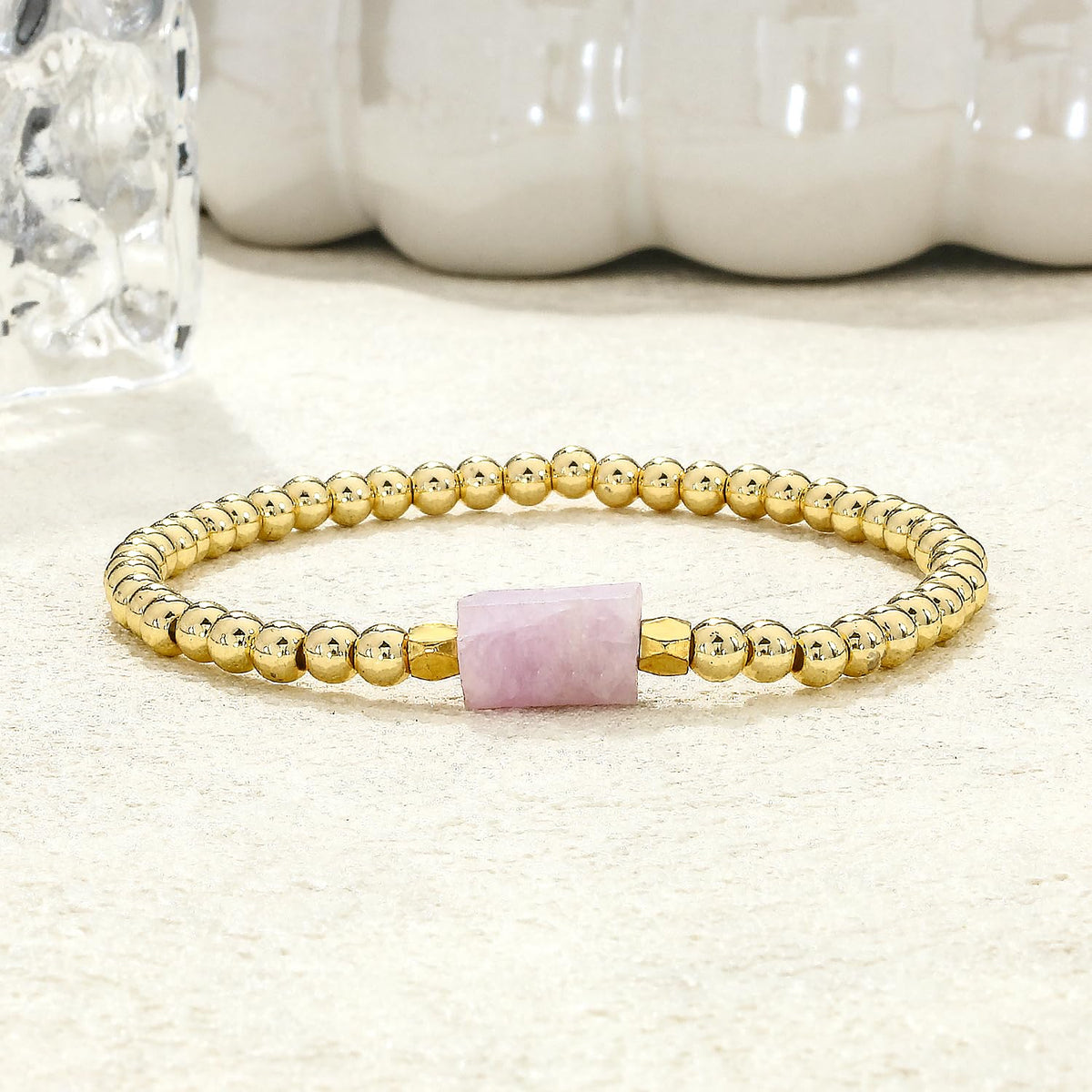 KELITCH Women Silver Stretch Bracelets Turquoise Beaded Bracelet Agate Crystal Cuff Bracelets