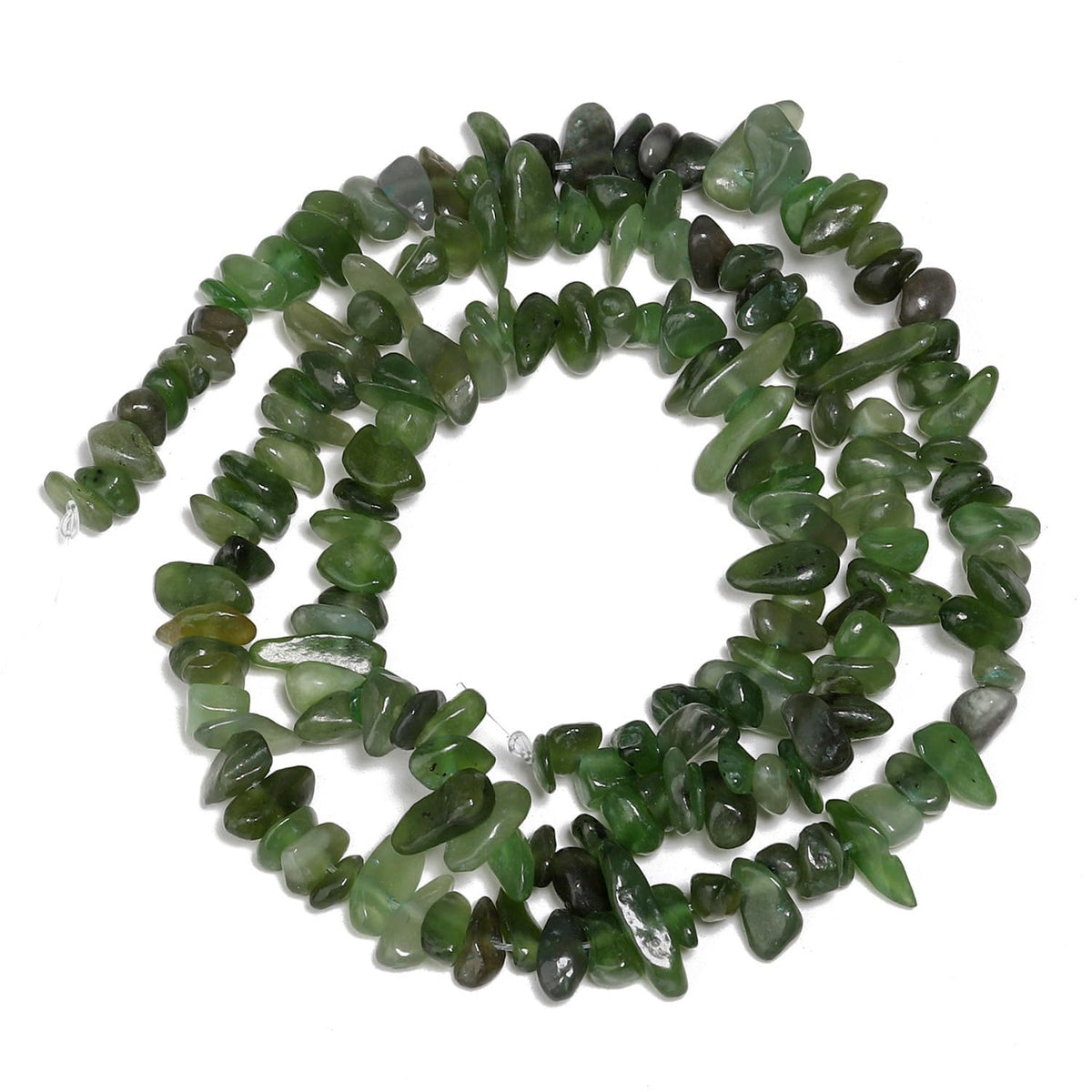 NITOPUPU 30in Jadeite Natural Chip Stone Beads 5-8mm About 230pcs, Irregular Drilled Deep Green Bead for Bracelets Jewelry Making Supplies for Adults, DIY Crafts.