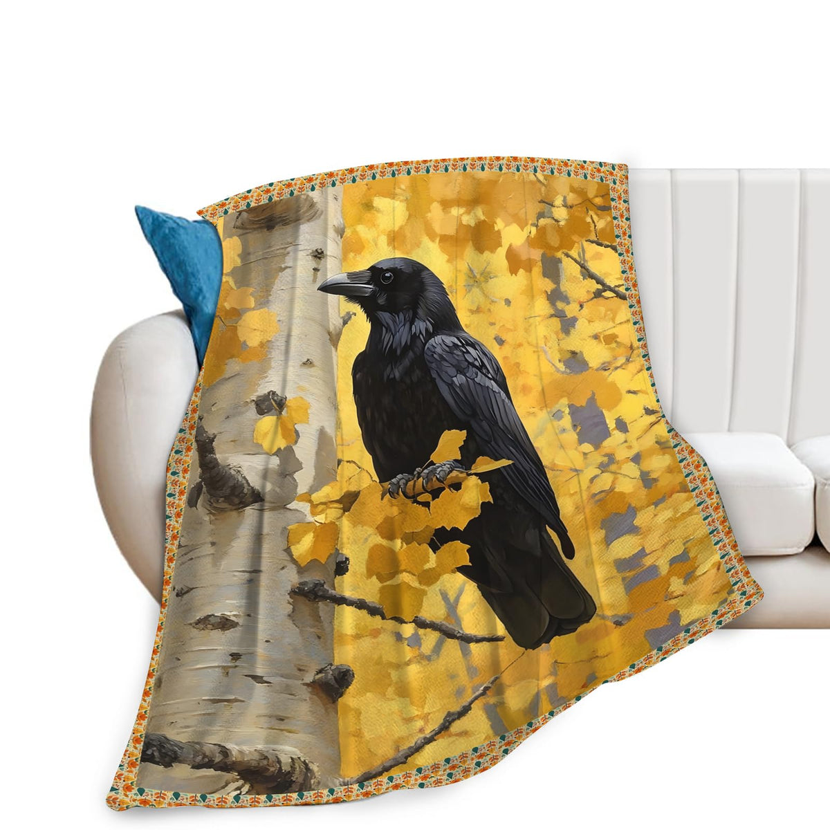Crow Blanket for Girls Women Boys Men Adults Kids Soft Cozy Fleece Raven Throw Blankets Gifts Warm Flannel Plush Lightweight Decor for Couch Bed Sofa 50"X40"