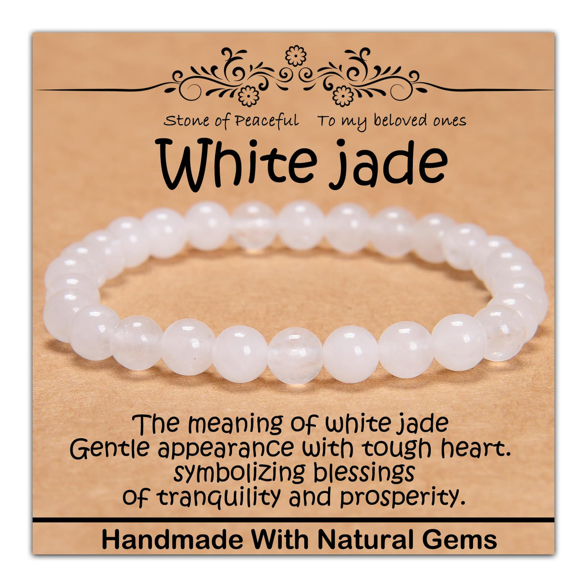 CHCCOYE 6mm Natural Healing Gemstone Bracelet Handmade Yoga Stretch Elastic Bracelet Stress Relief Crystal Jewelry for Men and Women (6mm, White jade)