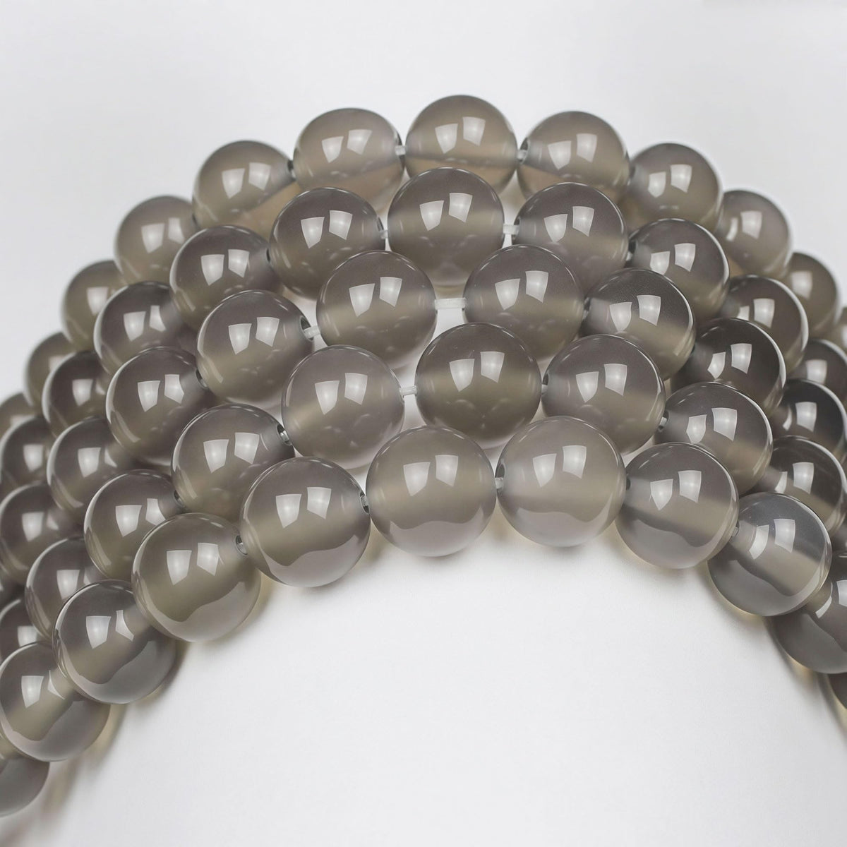 MJDCB 7A Natural Grey Agate Gemstone Round Stone Beads for Jewelry Making DIY Bracelet Necklace (4mm)