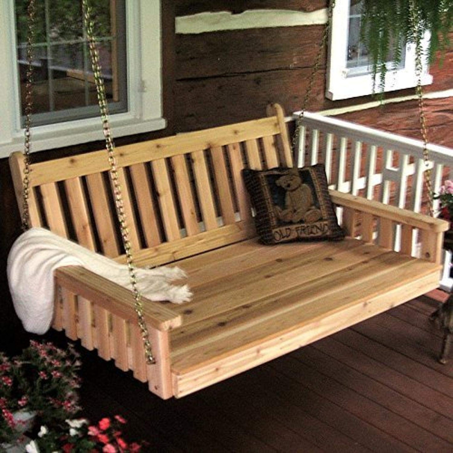 A & L Furniture Traditional English Swing bed, Mushroom Stain