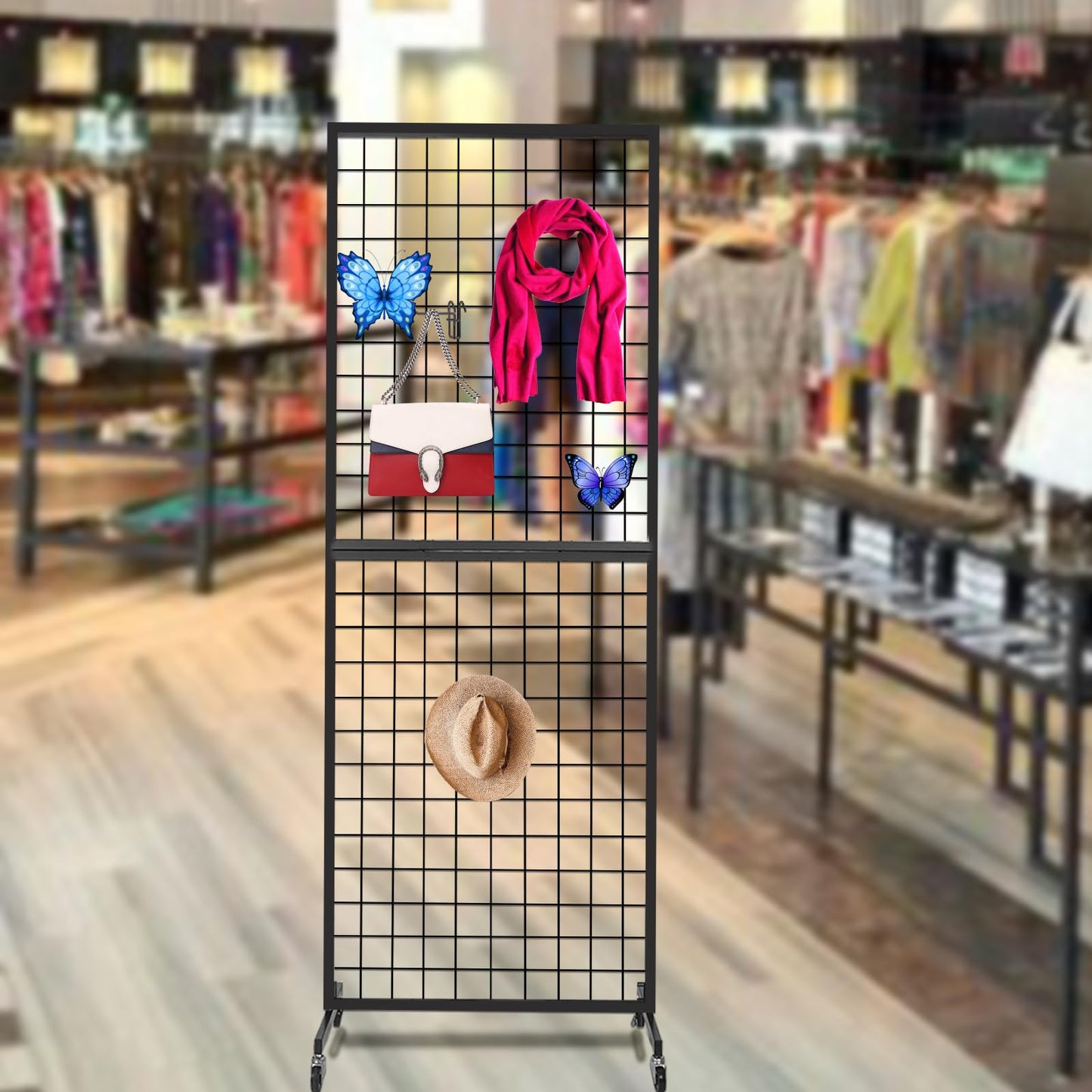 NectaCol Grid Wall Panels, 2 Packs 2'x 6' Gridwall Panels Tower with T-Base, Black Wire Grid Wall Display Rack, Craft Show Display Rack, Art Gridwall Display Stand