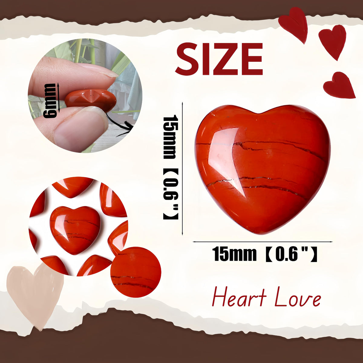 NUKAYAI 20PCS Red Jasper Heart Healing Crystals Set Stones Love Shaped Polished Crystal Natural Cute Pocket Thumb Reiki Wholesale Set Gifts Balancing Meditation Gifts for Women Mother's Day