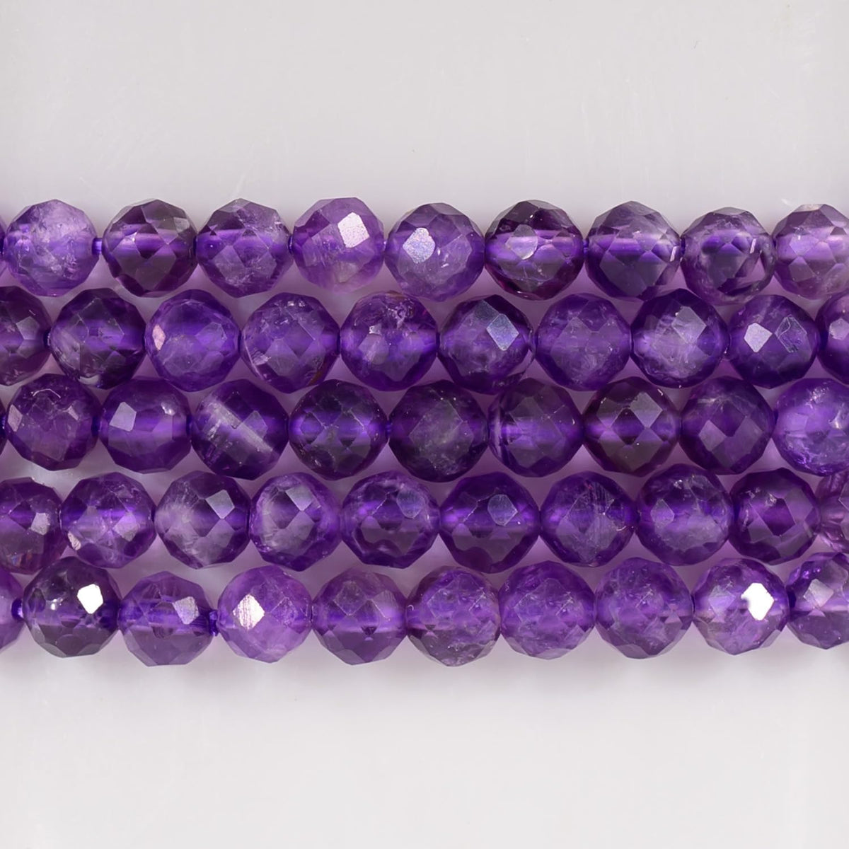 Angelstones Natural Amethyst Gemstone Stretch Bracelet, 4mm Faceted Round Beads, Crystal Healing for Women