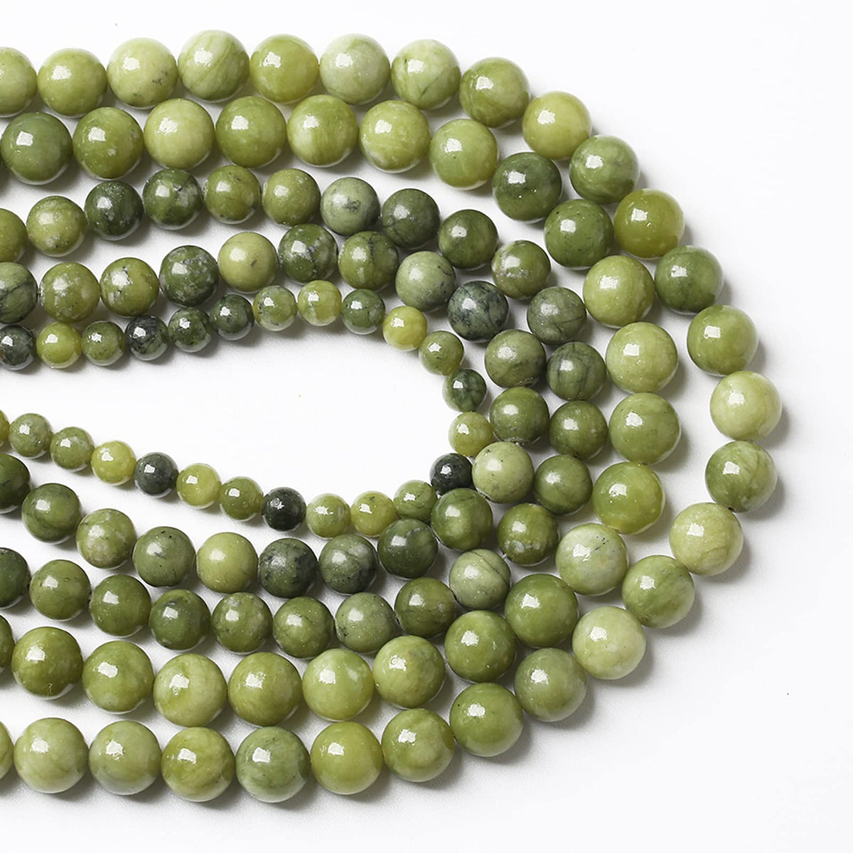Natural Chinese Green Jade Beads Gemstone Round Loose Beads for Jewelry Making DIY Bracelet Necklace 8mm 45pcs 15" Inch