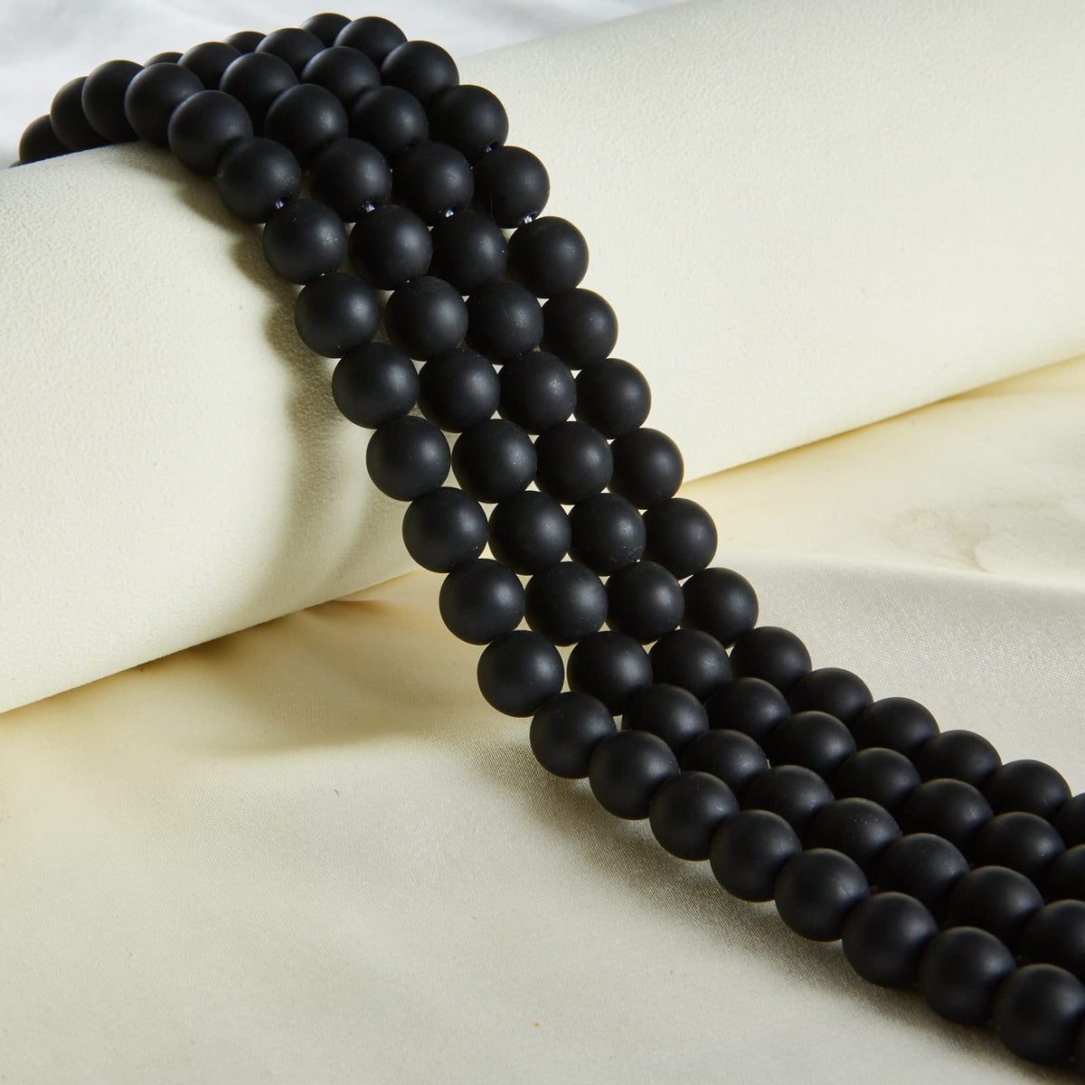 60pcs 6mm Matte Black Beads Natural Gemstone Beads Round Loose Beads for Jewelry Making
